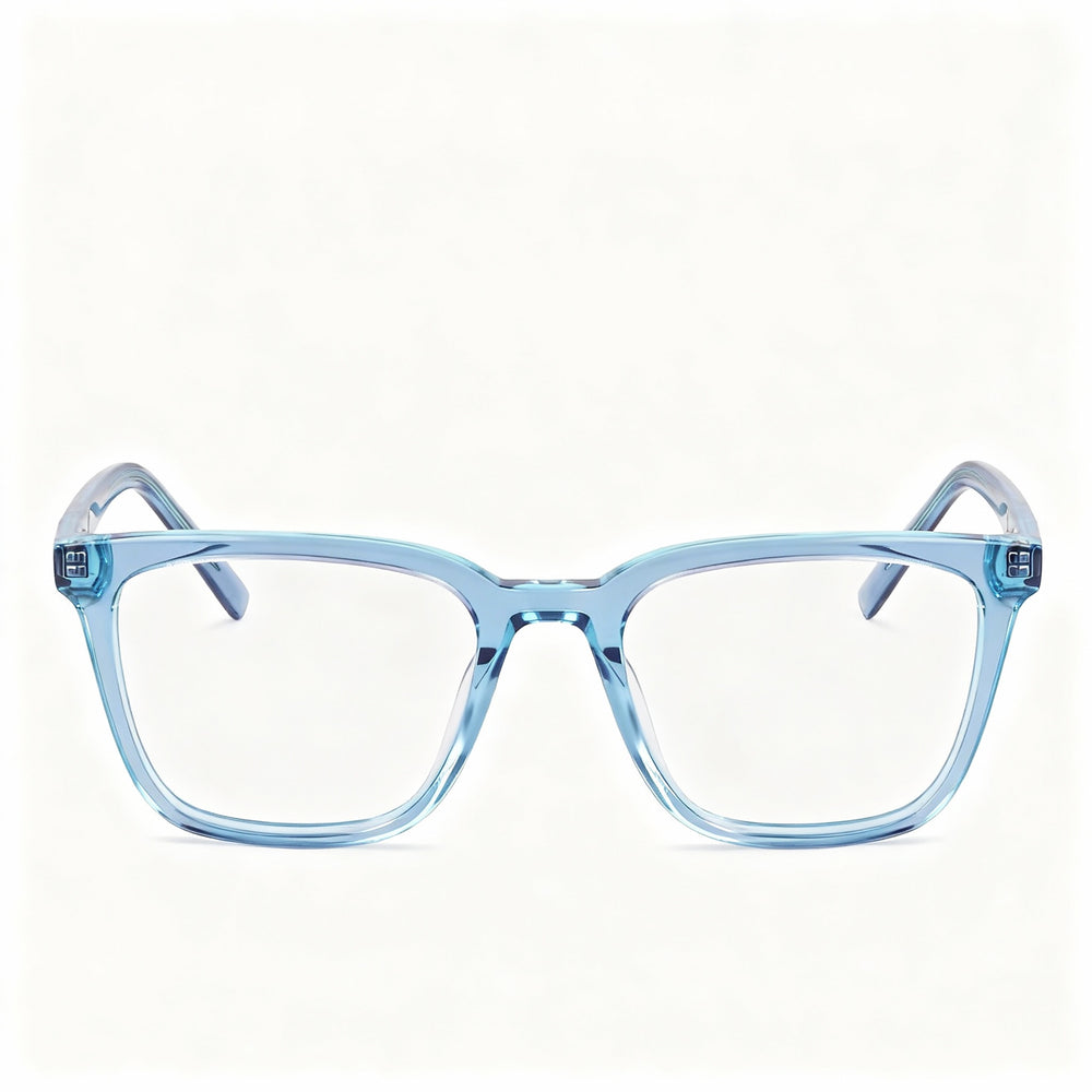 DKNY Dk5060 Women's Square Acetate Eyeglasses with Clear Demo Lenses, Blue Laminate Frame, 52mm