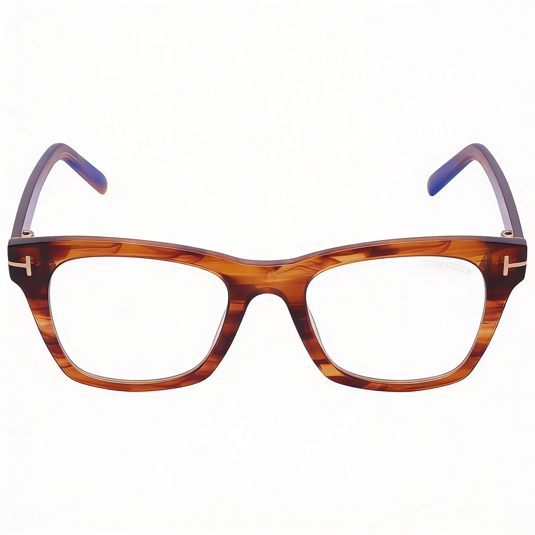 Tom Ford Ft5886-b Gafas Unisex de Acetato con Montura Rayada Brillante Marrón y Miel, Oro Rosa 52mm, Photo 1