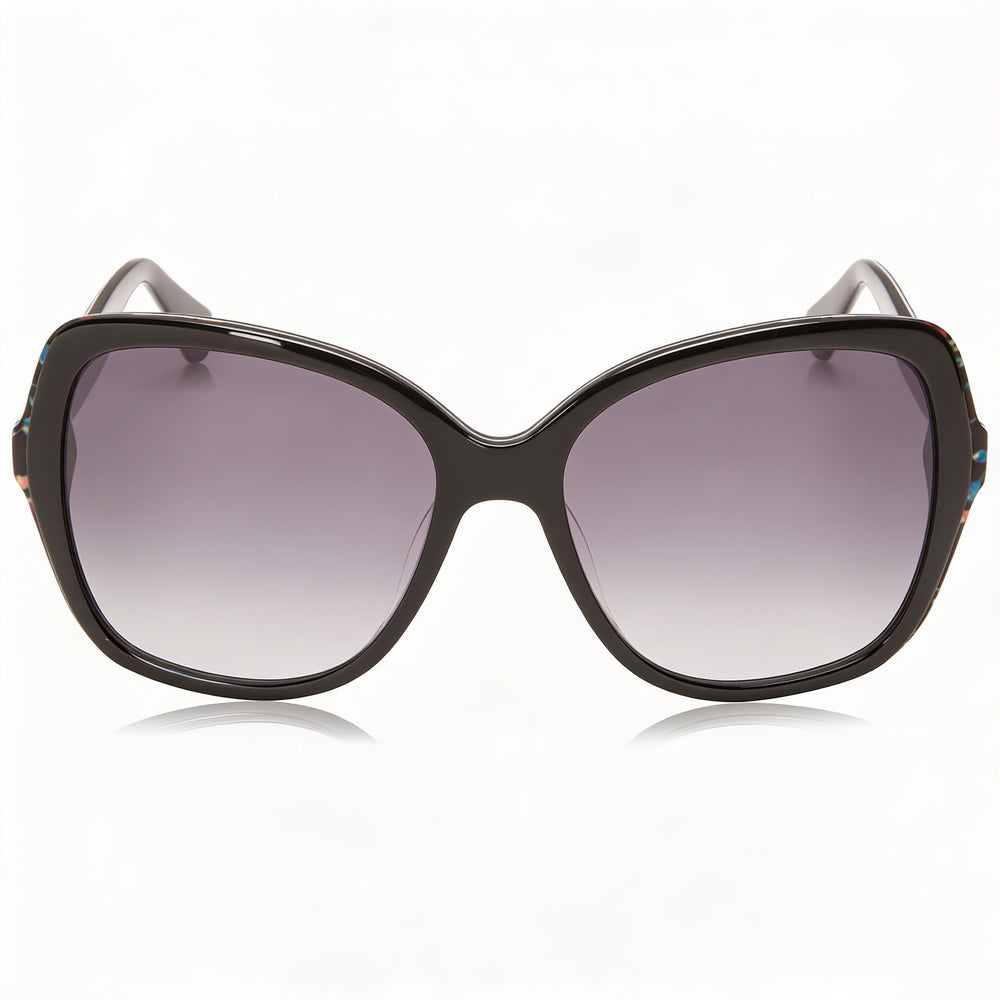 Kate Spade New York KARALYN/S Women's Black Floral Print Plastic Square UV Protected Sunglasses 56mm