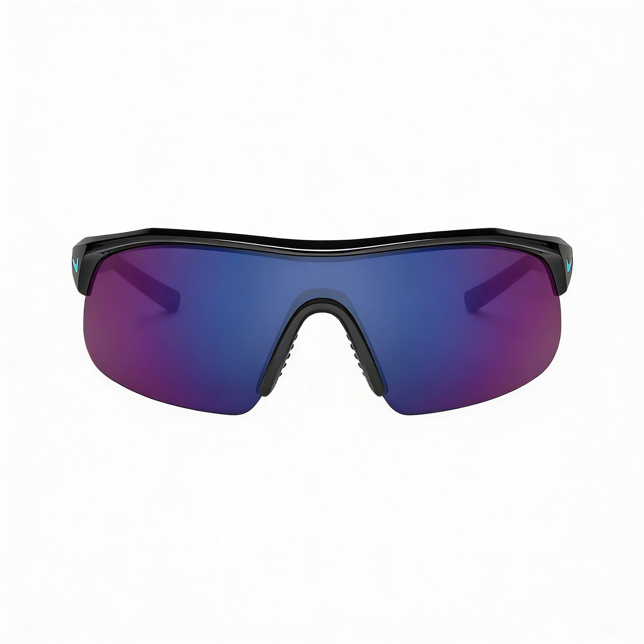 Nike Comtemporary Men's Plastic Sunglasses, Black/Blue Mirror with Vented Nose Bridge & UV Protection, Photo 2