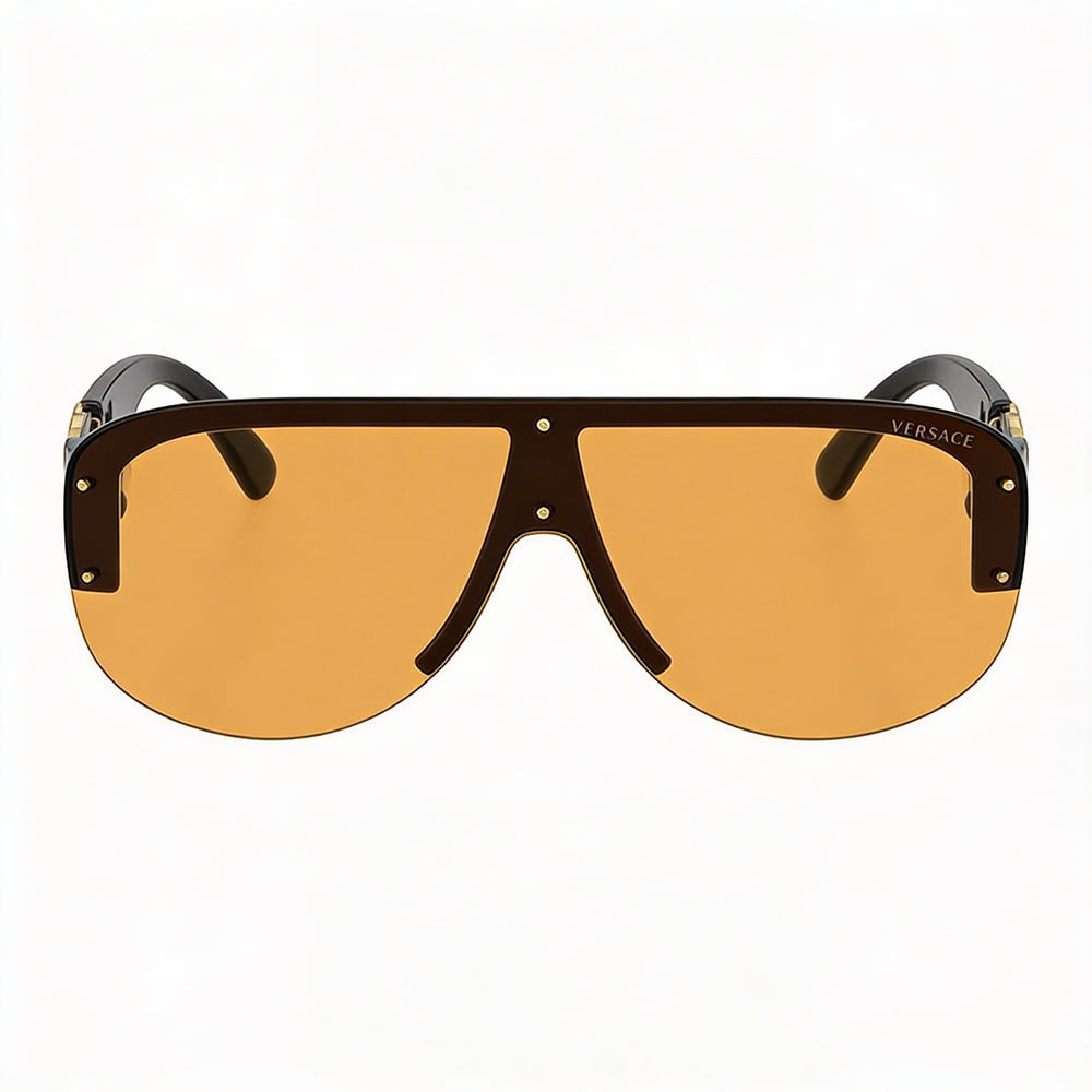 Versace Wayfarers Unisex Black Plastic Frame Orange Lens 48mm UV Protected Non-Polarized Sunglasses