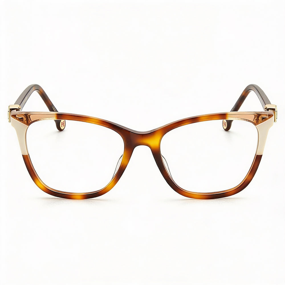 Gafas de acetato Carolina Herrera Modern Cat Eye para mujer en color marfil con lentes transparentes de demostración (53 mm) - Prescripción médica