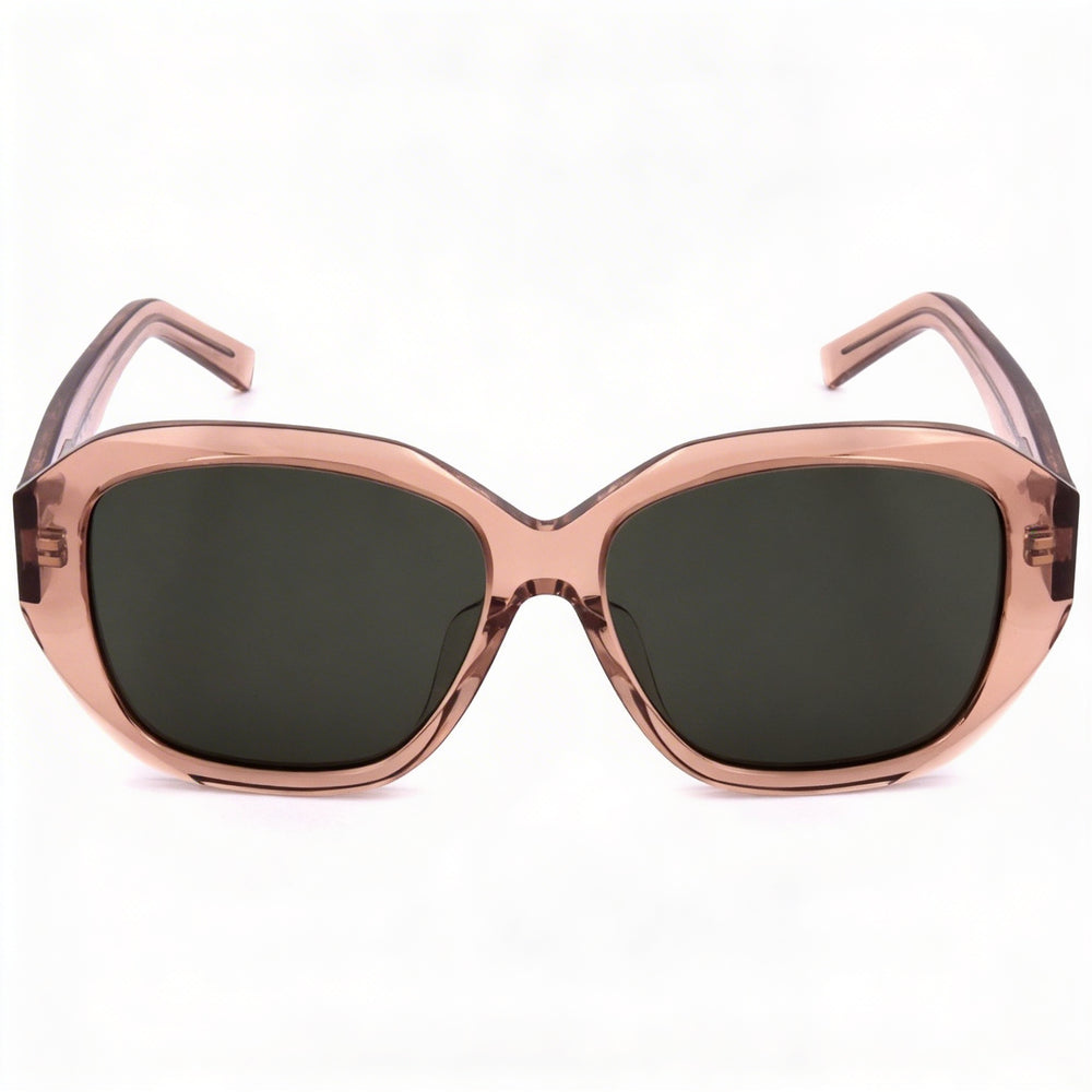 Givenchy Casual Women's Shiny Orange Plastic, Green Lens, 100% UV Protection Sunglasses 56mm