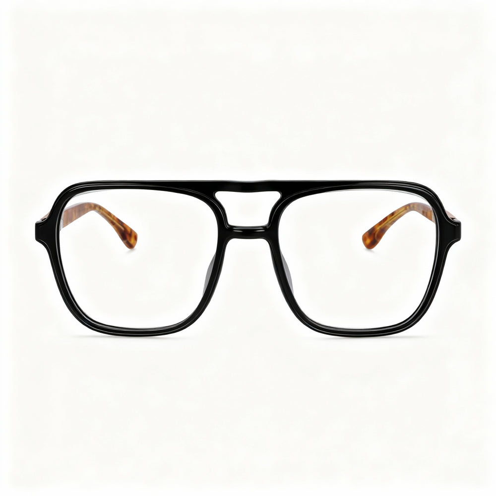 MCALLISTER Mc4534 Men's Black Metal Square Eyeglasses with Clear Polarized Lenses 56-18-140mm