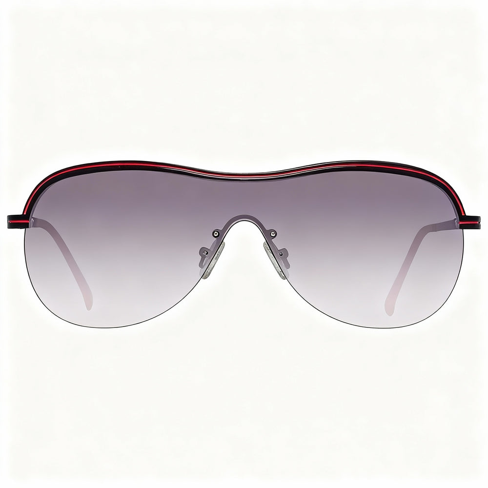 GUESS Modern Women's Wrap Around Metal Sunglasses, Black Frame, Gradient Grey Plastic Lenses, 65mm