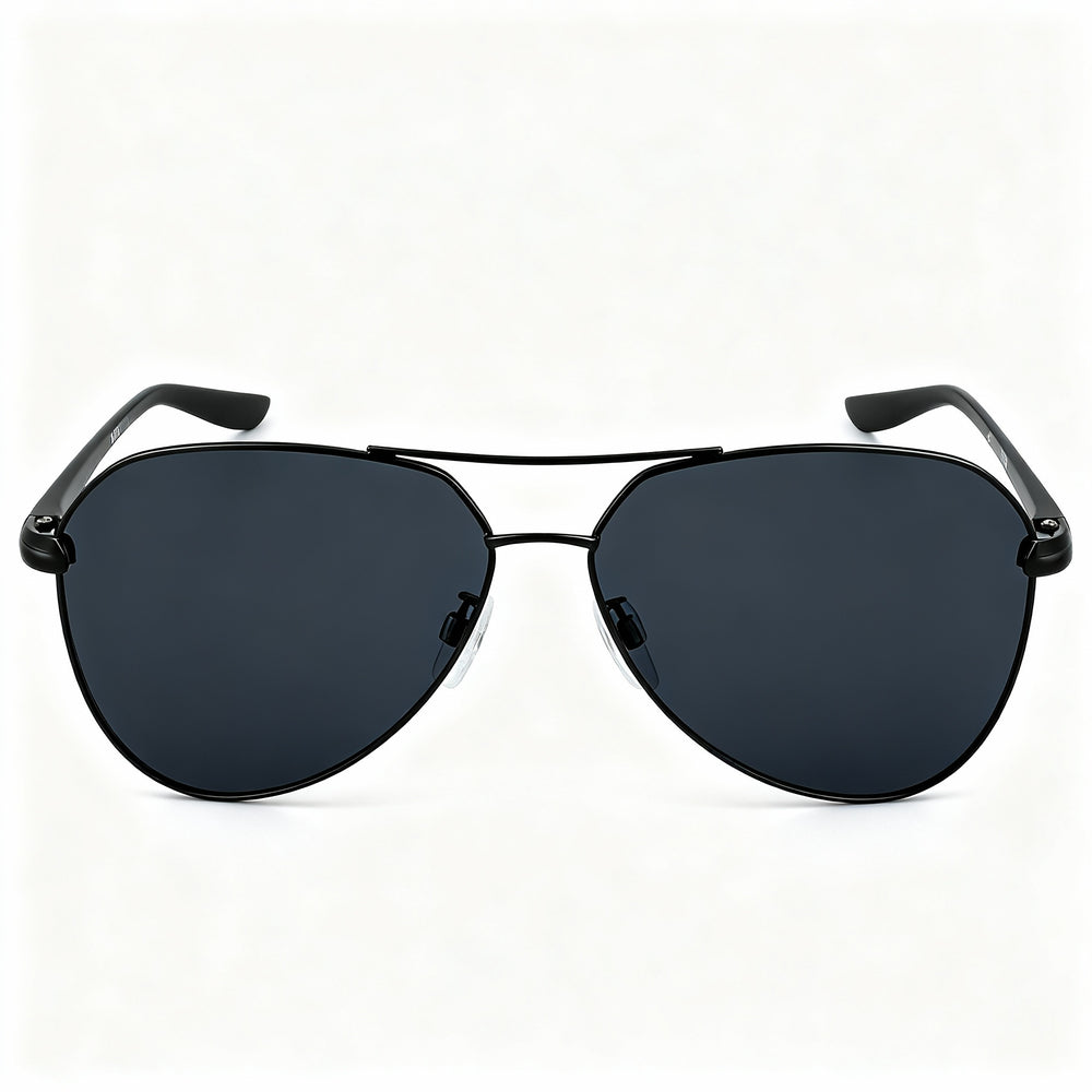 Nike City Aviator Alloy Steel Frame Non-Polarized Unisex Sunglasses Satin Black Dark Grey 61mm