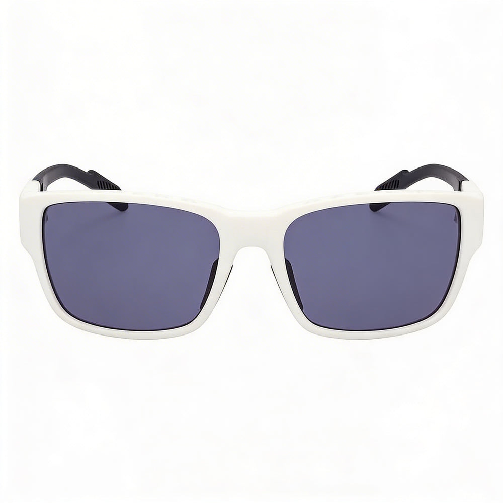 Gafas de sol adidas Sp0069 para hombre con montura inyectada, montura blanca ahumada y lentes ahumadas, 61 mm
