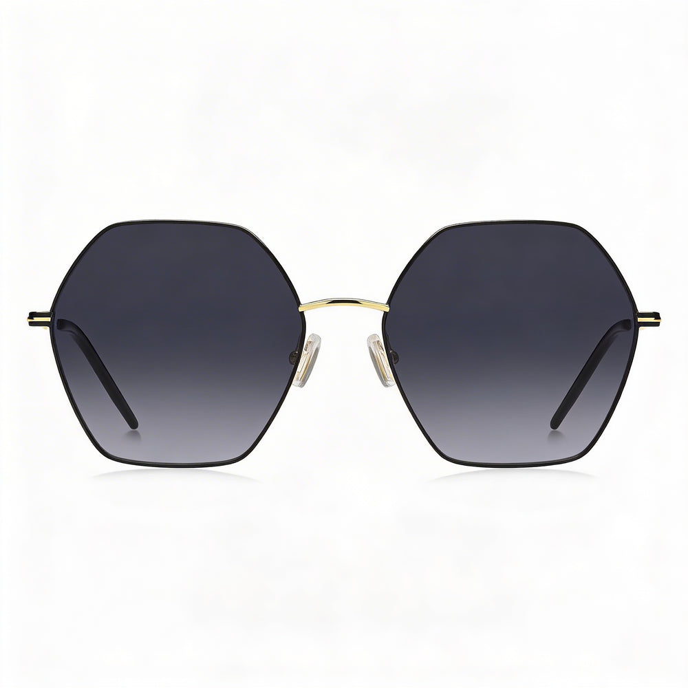 Hugo Boss BOSS 1589/S Gafas de Sol Redondas para Mujer Ligeras y Minimalistas en Acero Inoxidable Negro Dorado Gris con Protección UV y Cristales Gris Oscuro Degradado 57-17-140