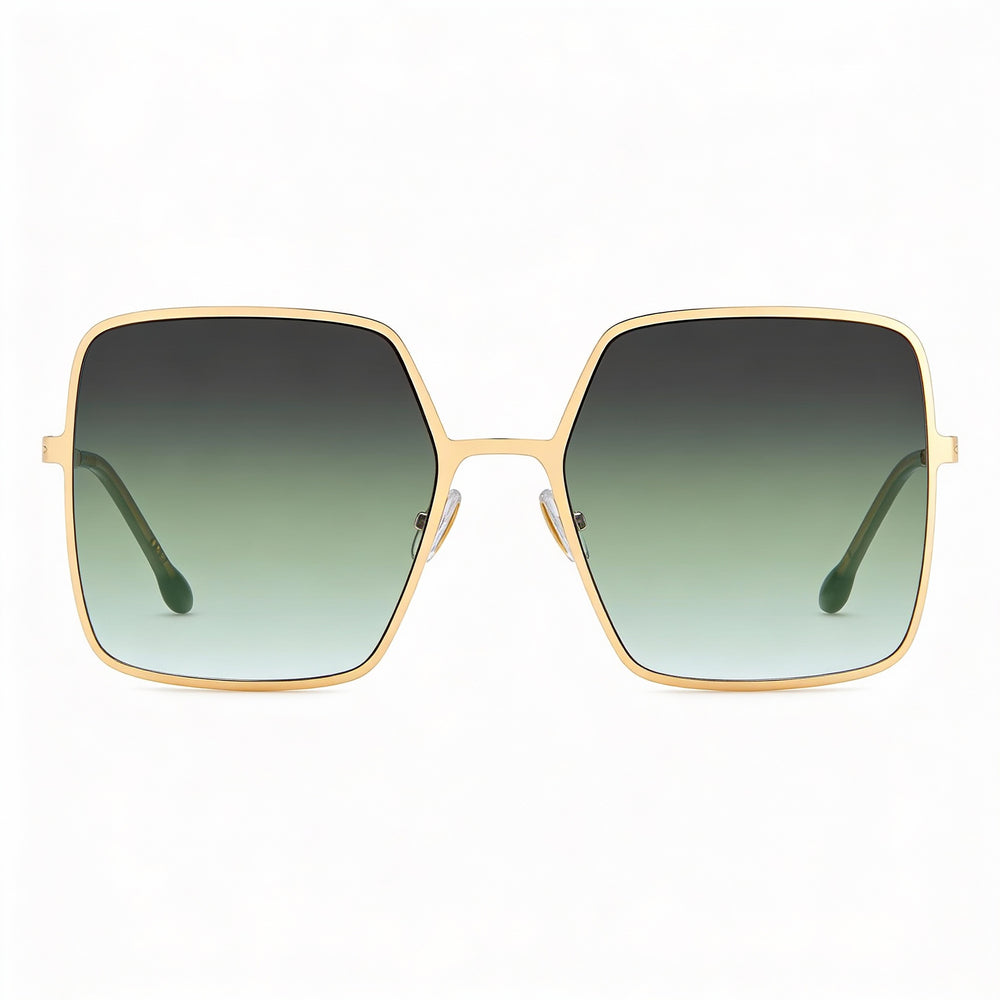 Gafas de sol Isabel Marant modernas para mujer, cuadradas, de acero inoxidable, doradas y verdes, no polarizadas, de 58 mm
