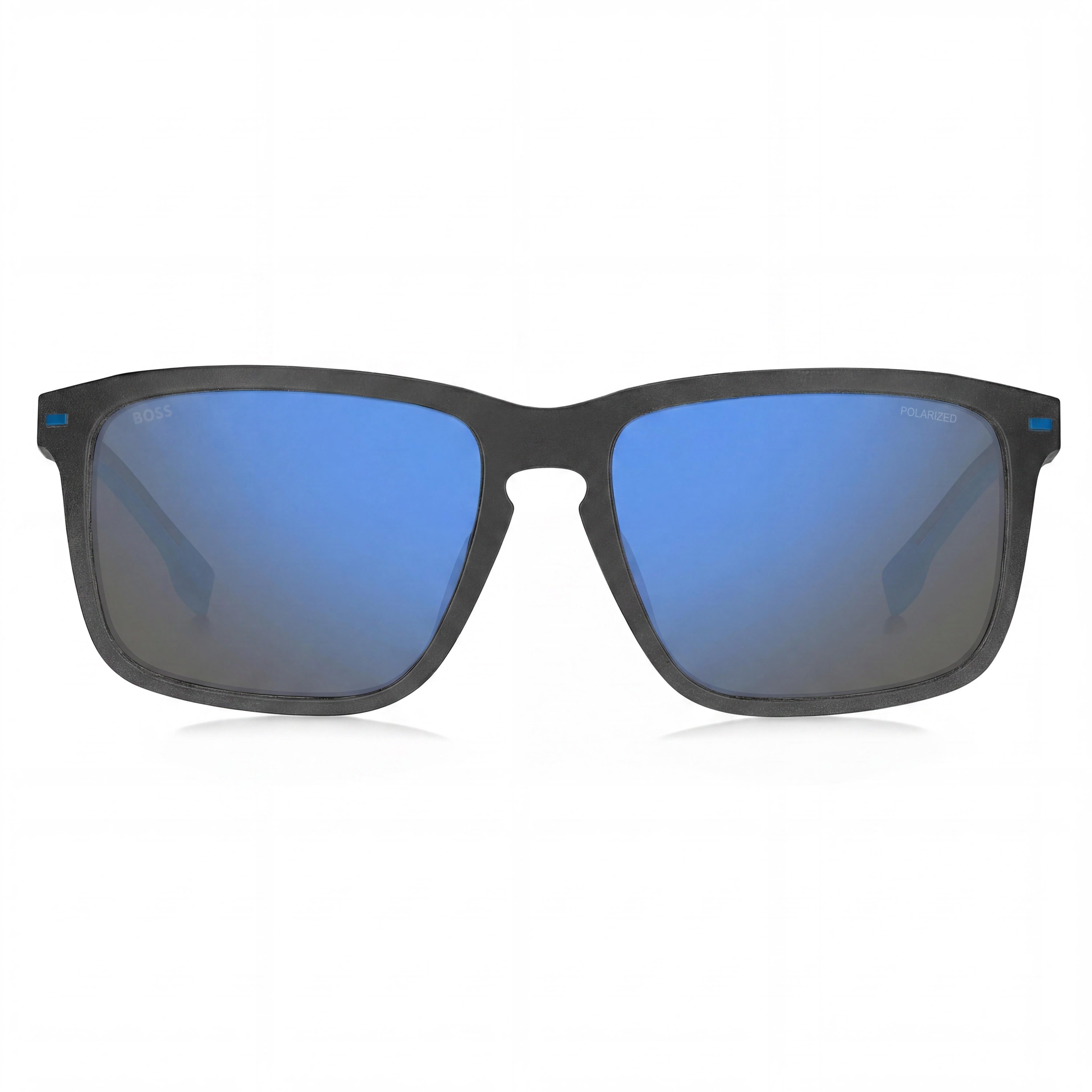 Hugo Boss Casual Men's Eco Polyamide Matte Grey Blue Polycarbonate Blue Mirror UV Protection Sunglasses 59mm, Photo 2