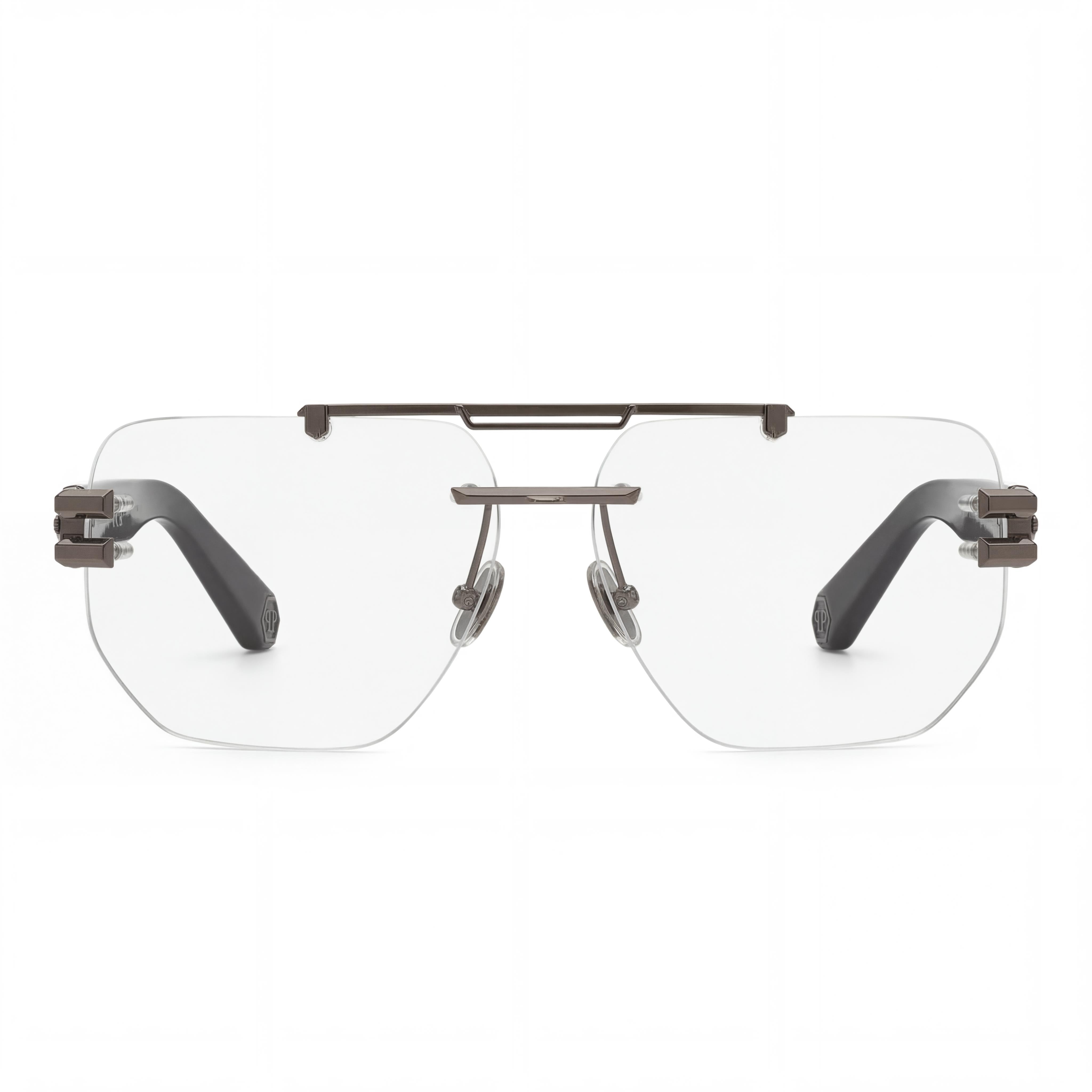 Philipp Plein classical Men's Acetate Eyewear with Shiny Gun Frame, Multicolor Polycarbonate Lenses, 61mm, Photo 2