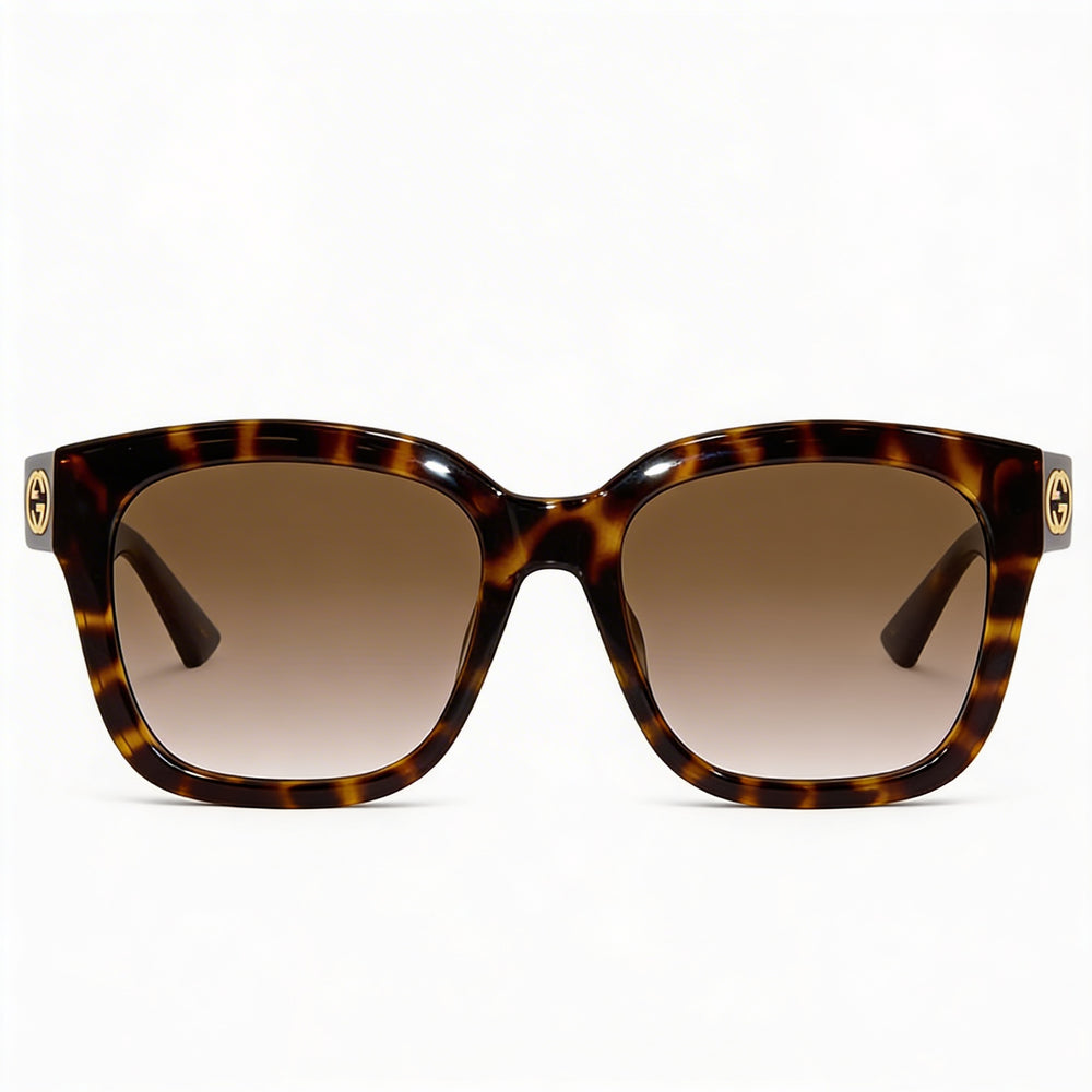 Gucci Gg1338sk 002 Women's Havana Gold-Logo Injection Frame Brown Gradient UV Sunglasses 54mm