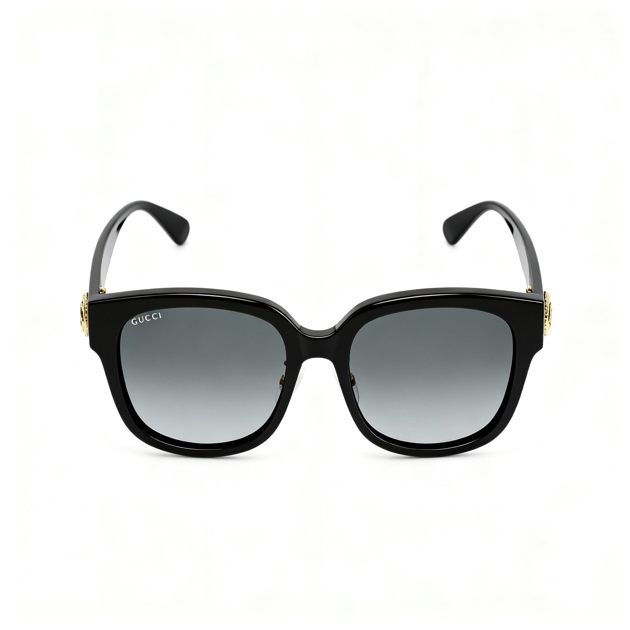 Gucci Gg1409sk-001 Women's Oversized Rounded Cat Eye Sunglasses, Black Recycled Acetate, Black-Grey Gradient 55mm