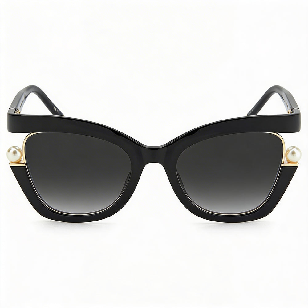 Gafas de sol Carolina Herrera Ch 0002/S para mujer, estilo ojo de gato, de poliamida, color negro, con protección UV, 53 mm