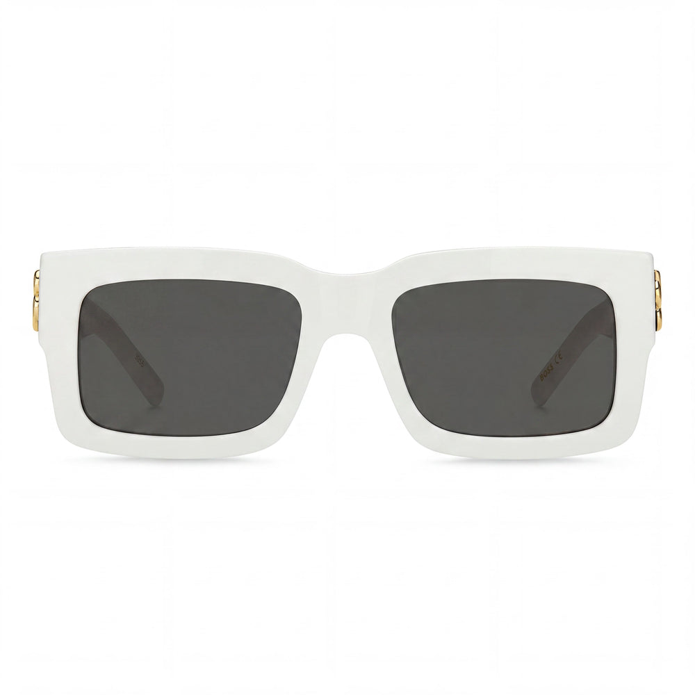 Gafas de sol Hugo Boss modernas para mujer, montura ecológica en blanco y negro, lentes blancas no polarizadas, protección UV 100%, 54 mm