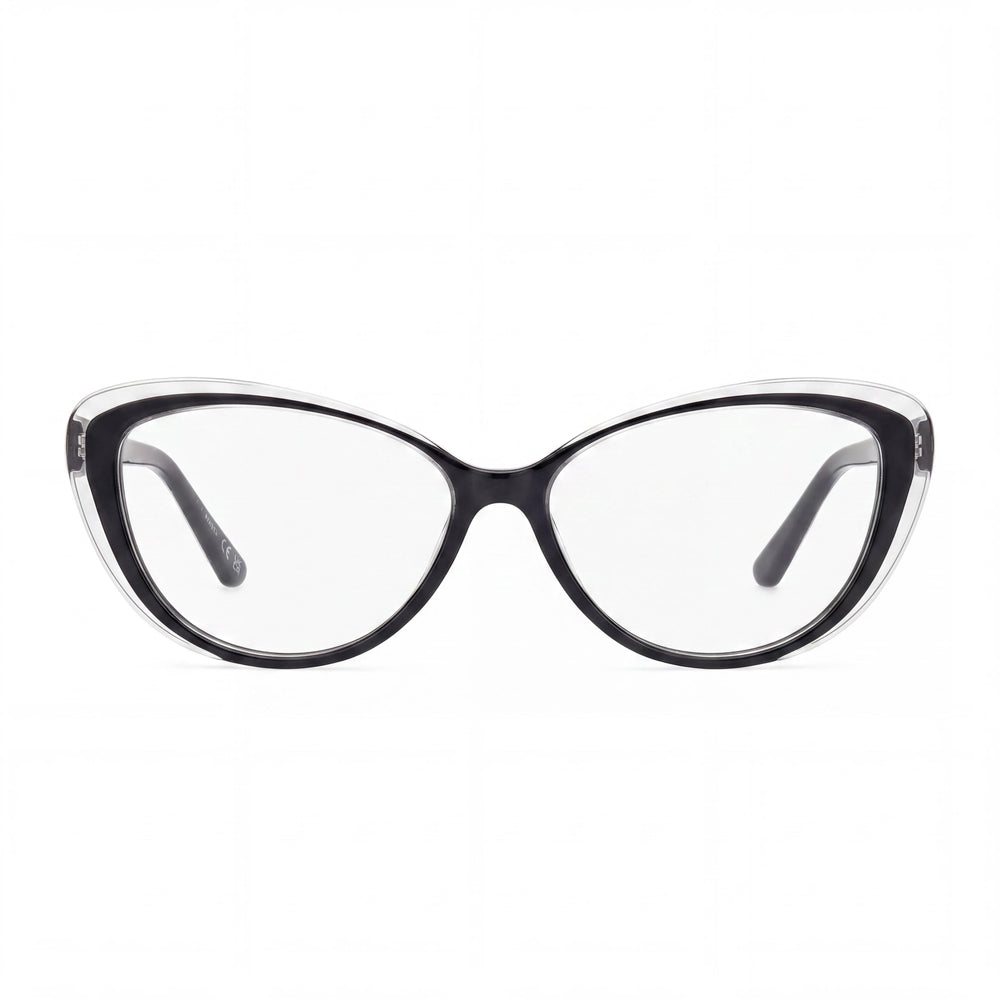 GUESS Women's Cat-Eye Multicoloured Frame Transparent Plastic Lens Eyeglasses 140mm Lens Width, 14mm Bridge, 42mm Temple