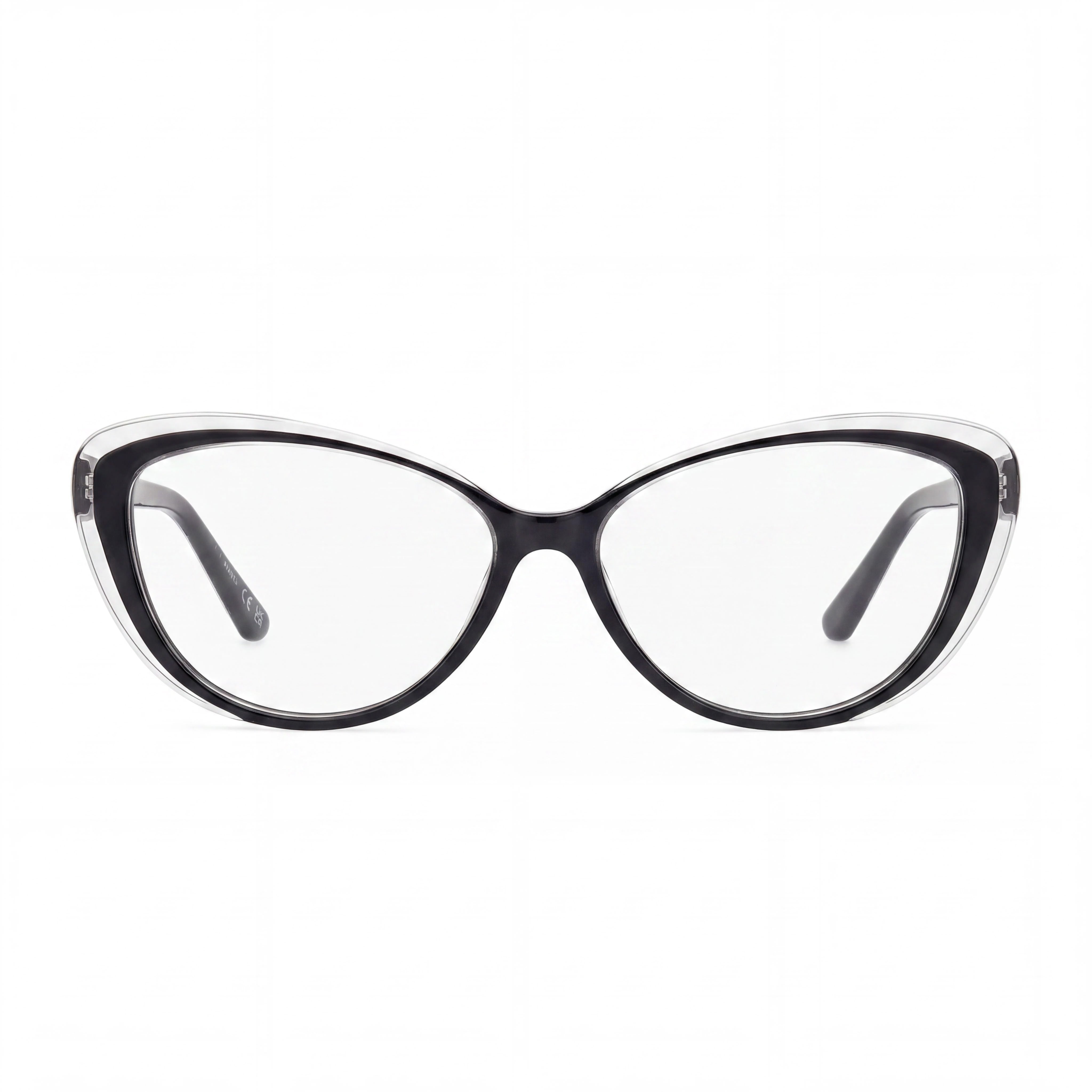 GUESS Gafas de mujer ojo de gato, montura multicolor, lentes de plástico transparentes, 140 mm ancho de lente, 14 mm puente, 42 mm patillas, Photo 2