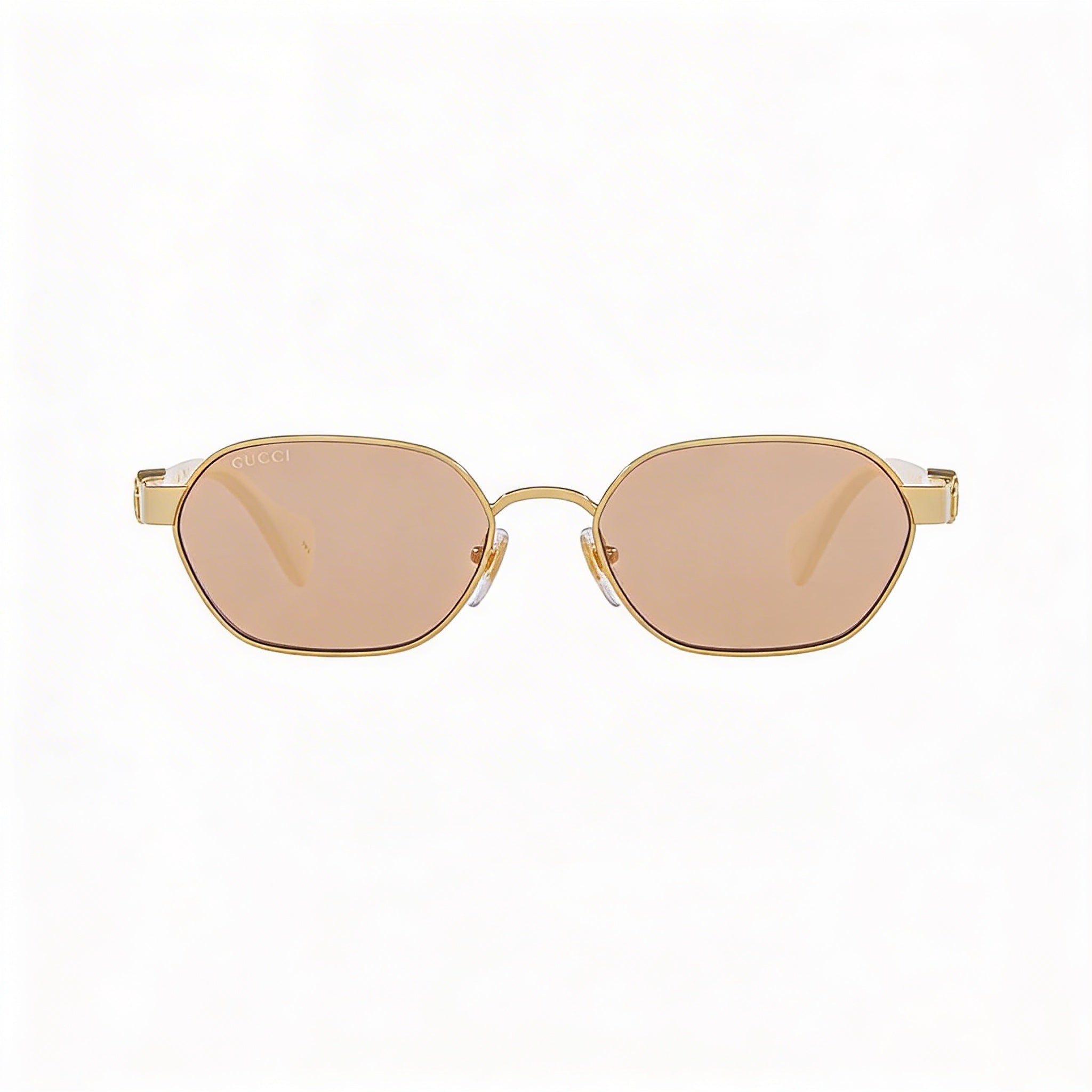 Gafas de sol Gucci para mujer, hexagonales, de acetato dorado-marfil, con espejo rosa y protección UV, 56/18/140 mm, Photo 2
