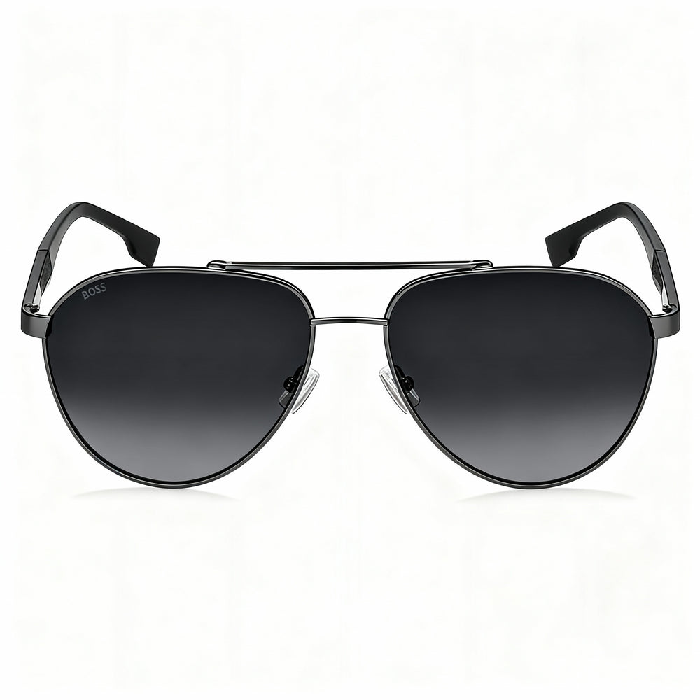 Hugo Boss Contemporary Unisex Alloy Steel Sunglasses, Brown Sol-X Grey, Dark Ruthenium Grey Non-Polarized Lenses, 60mm
