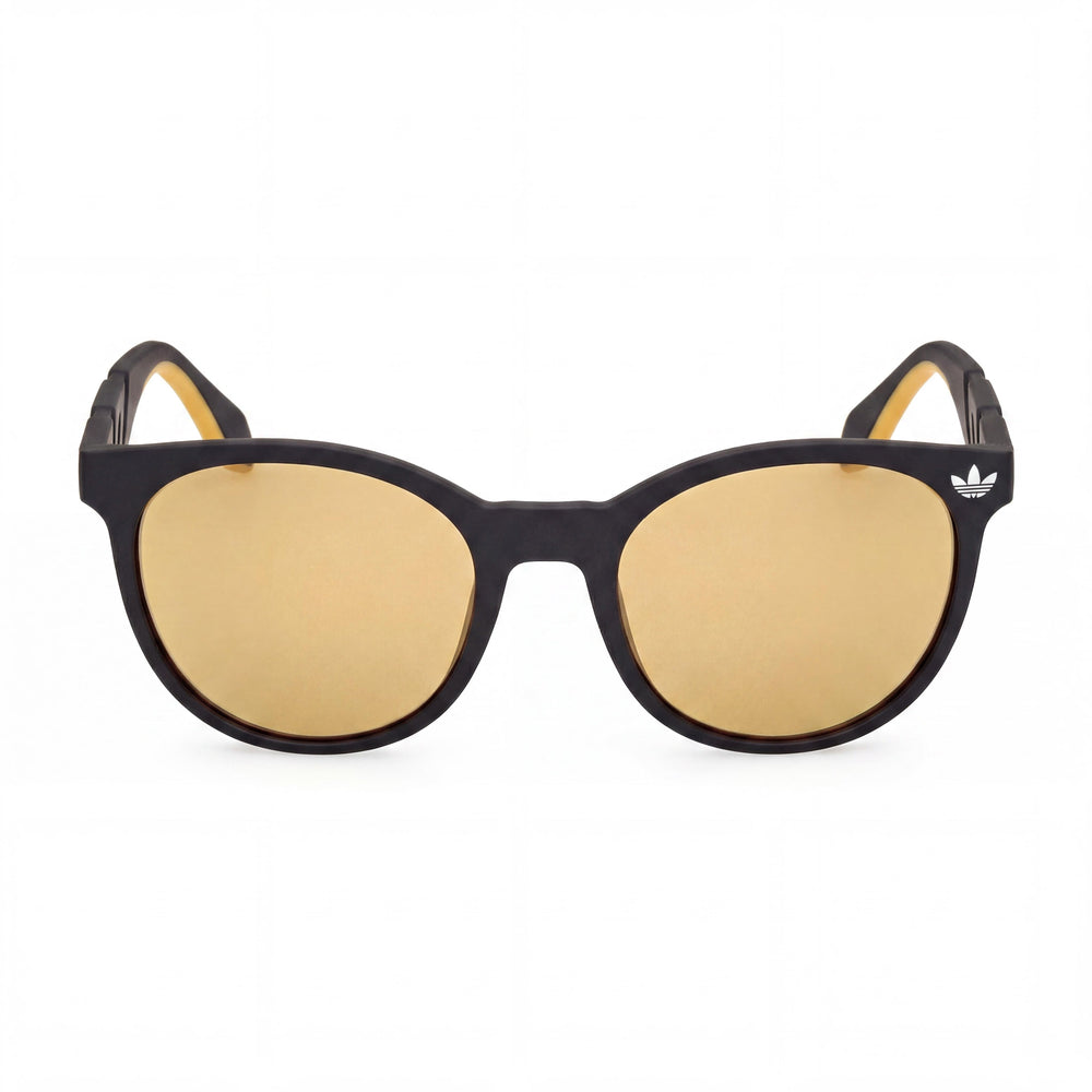 Gafas de sol adidas unisex con protección UV, montura de plástico, lentes de policarbonato, negro mate, espejo marrón 53mm