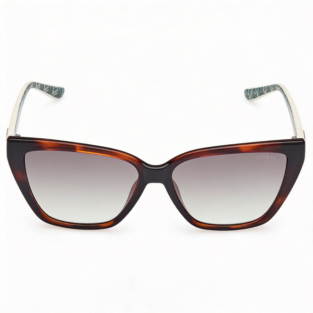 Gafas de sol de ojo de gato Guess GU7919/S para mujer, acetato habana oscuro, protección UV, lentes verdes degradadas 58-15-140