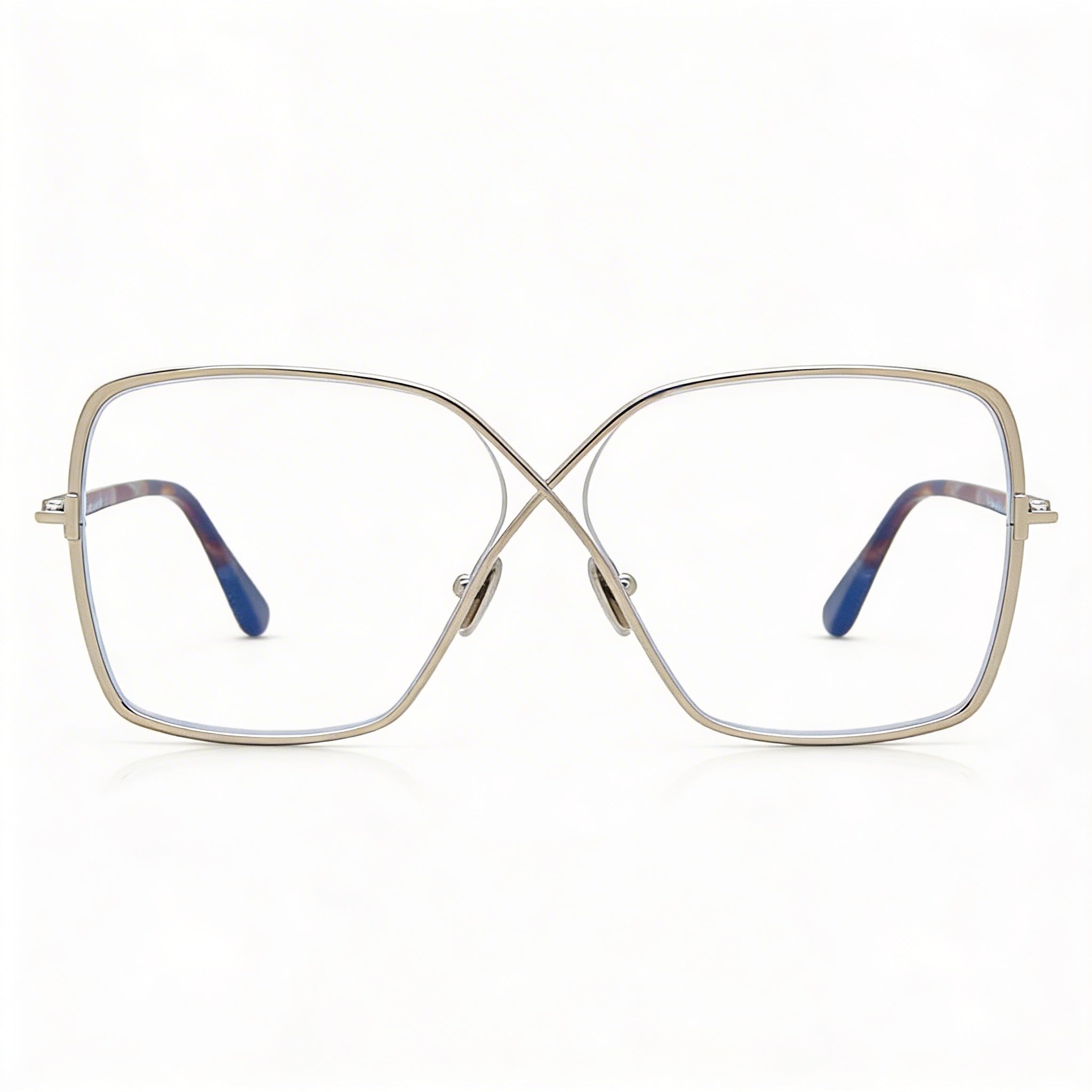 Tom Ford Ft5841-b Women's Shiny Palladium Metal Blue-Light Block Polycarbonate Eyeglasses 59mm, Photo 2
