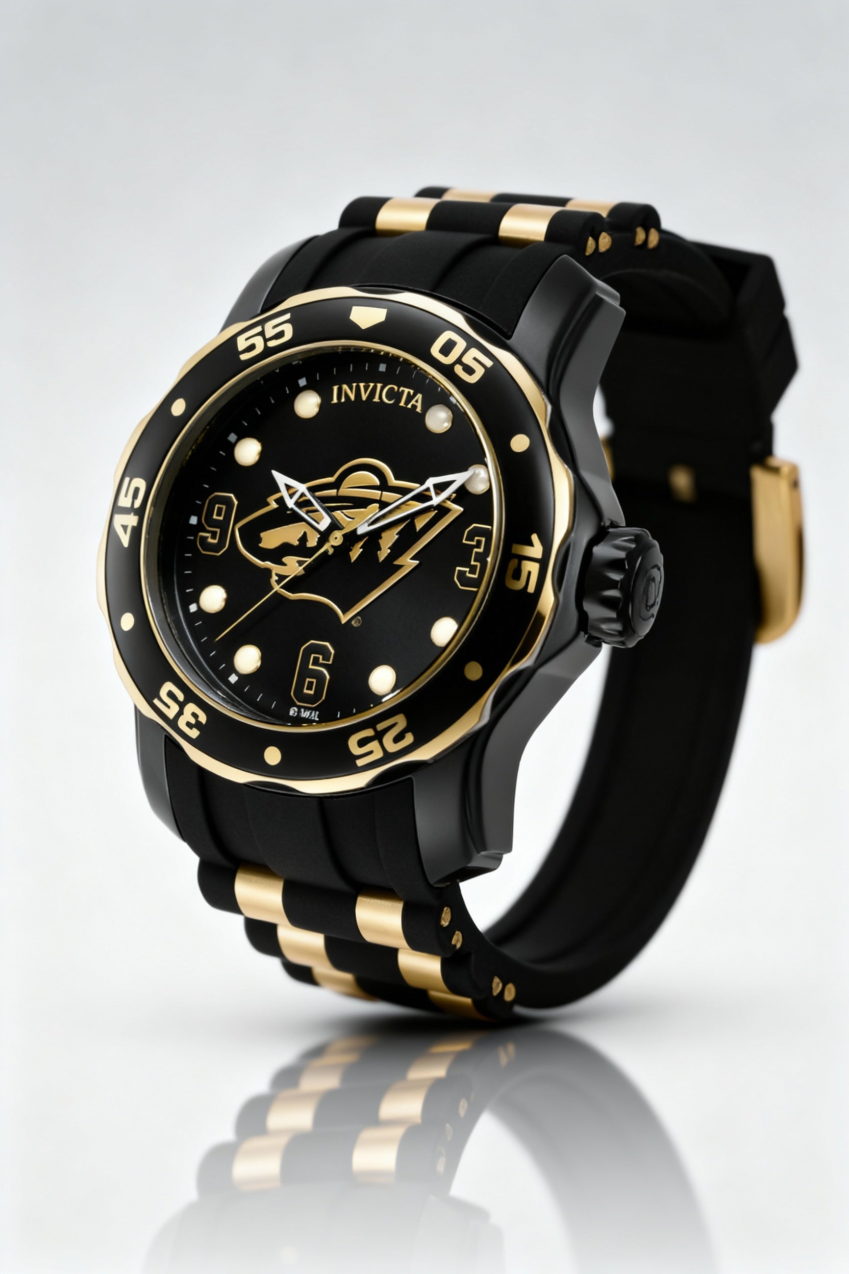 Invicta IN-42317-AMZUK Men's Black & Gold-Tone Quartz Watch with Stainless Steel Case, 48mm