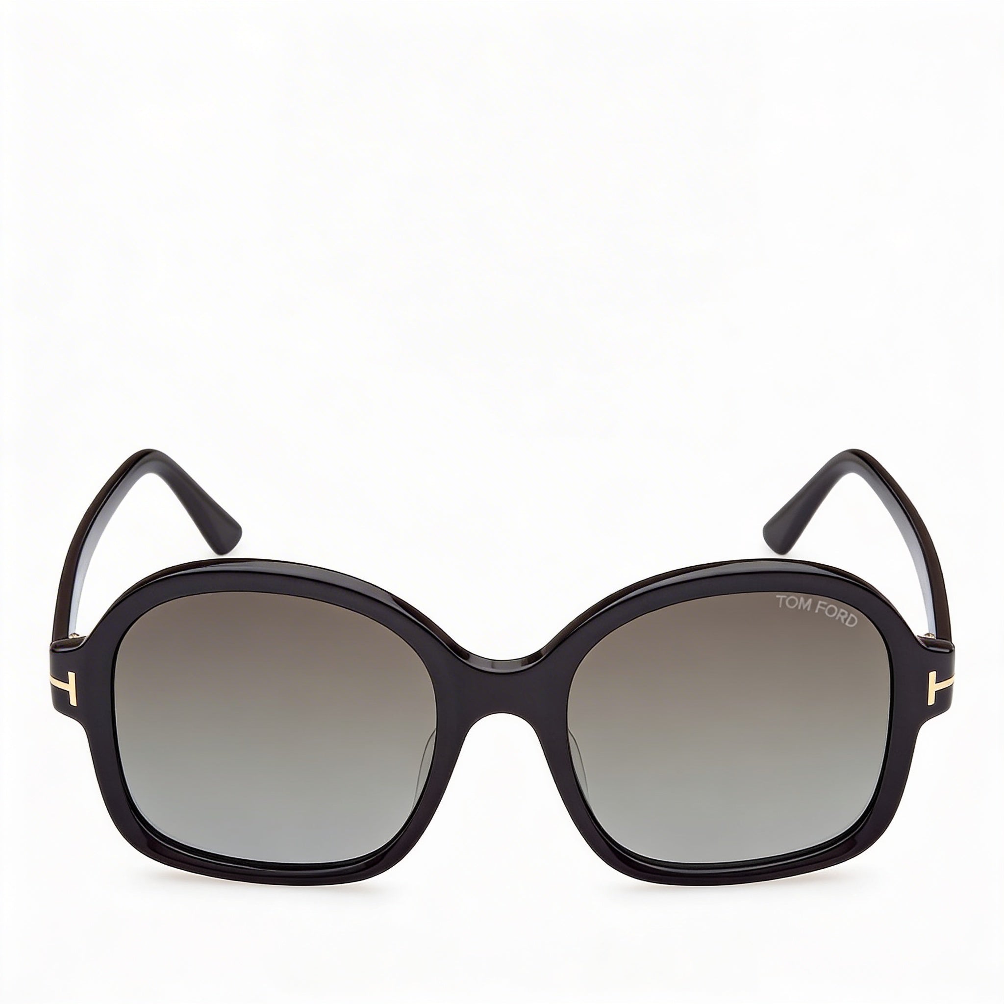 Tom Ford Hanley Women's Shiny Black Acetate Dark Grey Shaded Non-Polarized 100% UV Sunglasses 57mm, Photo 2