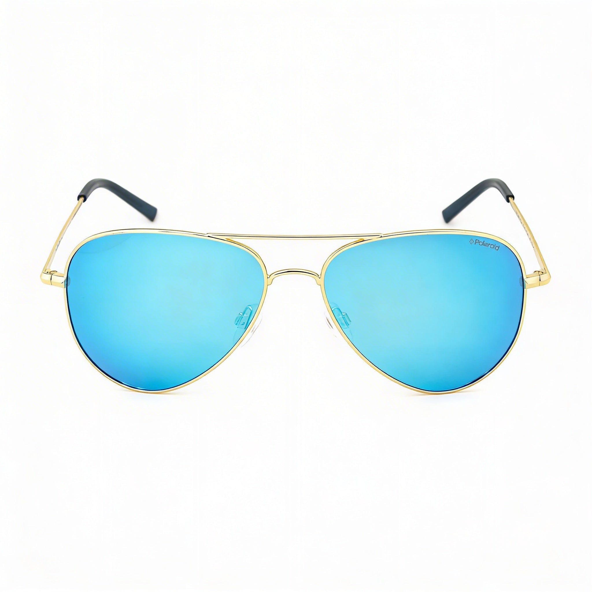 Polaroid Men's Aviator Metal Sunglasses UV 400 Gold Gray Silver Mirrored Frame Gray Blue Mirror Lens 54-25-136, Photo 2
