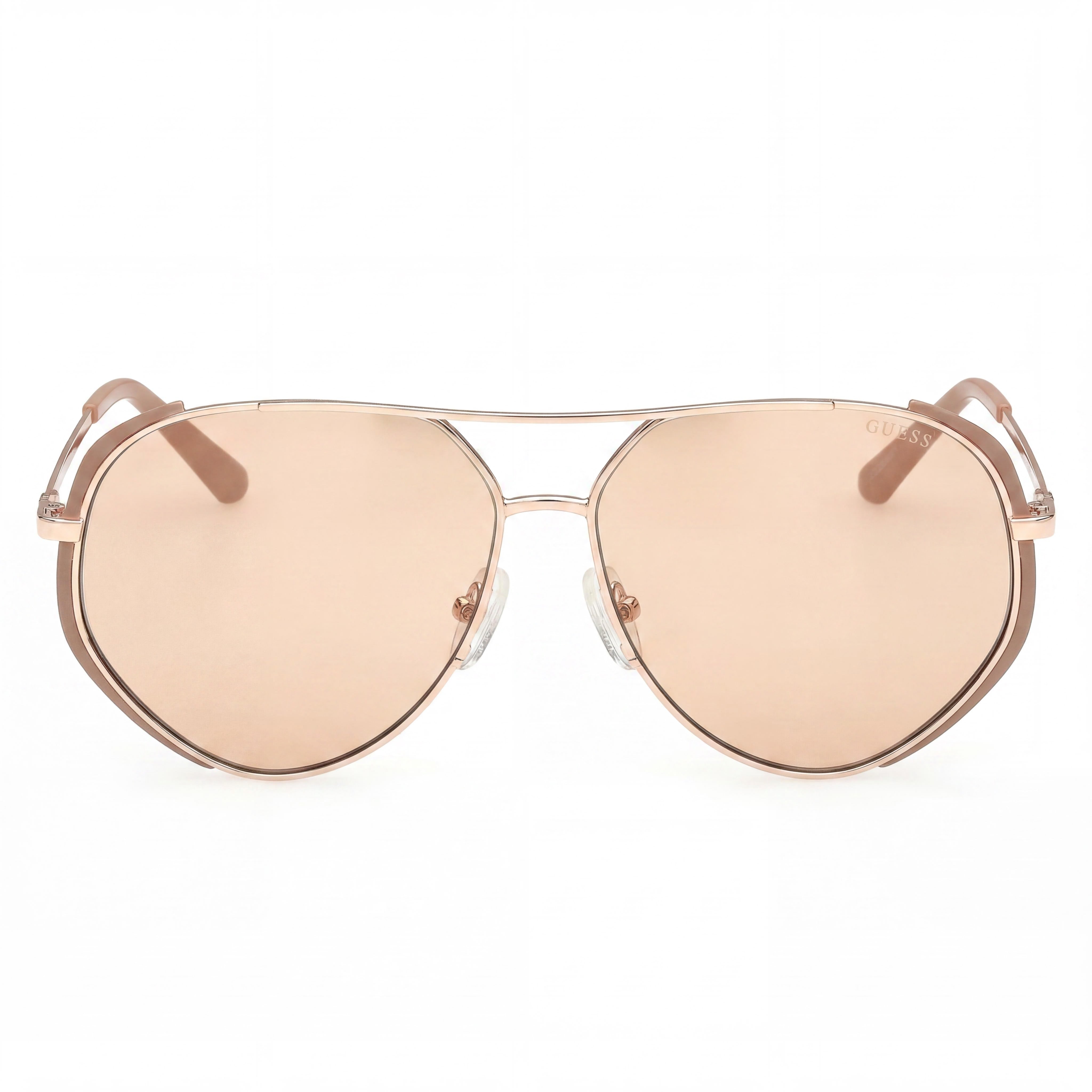 GUESS Gu00219 Unisex UV Protection Sunglasses, Matte Beige / Shiny Rose Gold Acetate, Brown Lenses, 59mm, Photo 2