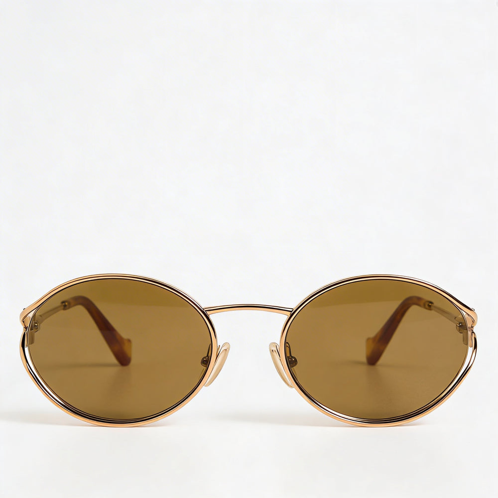 Miu Miu Classic Women's Multicoloured Metal Oval Sunglasses with Dark Brown Lenses, 54mm Lens Width