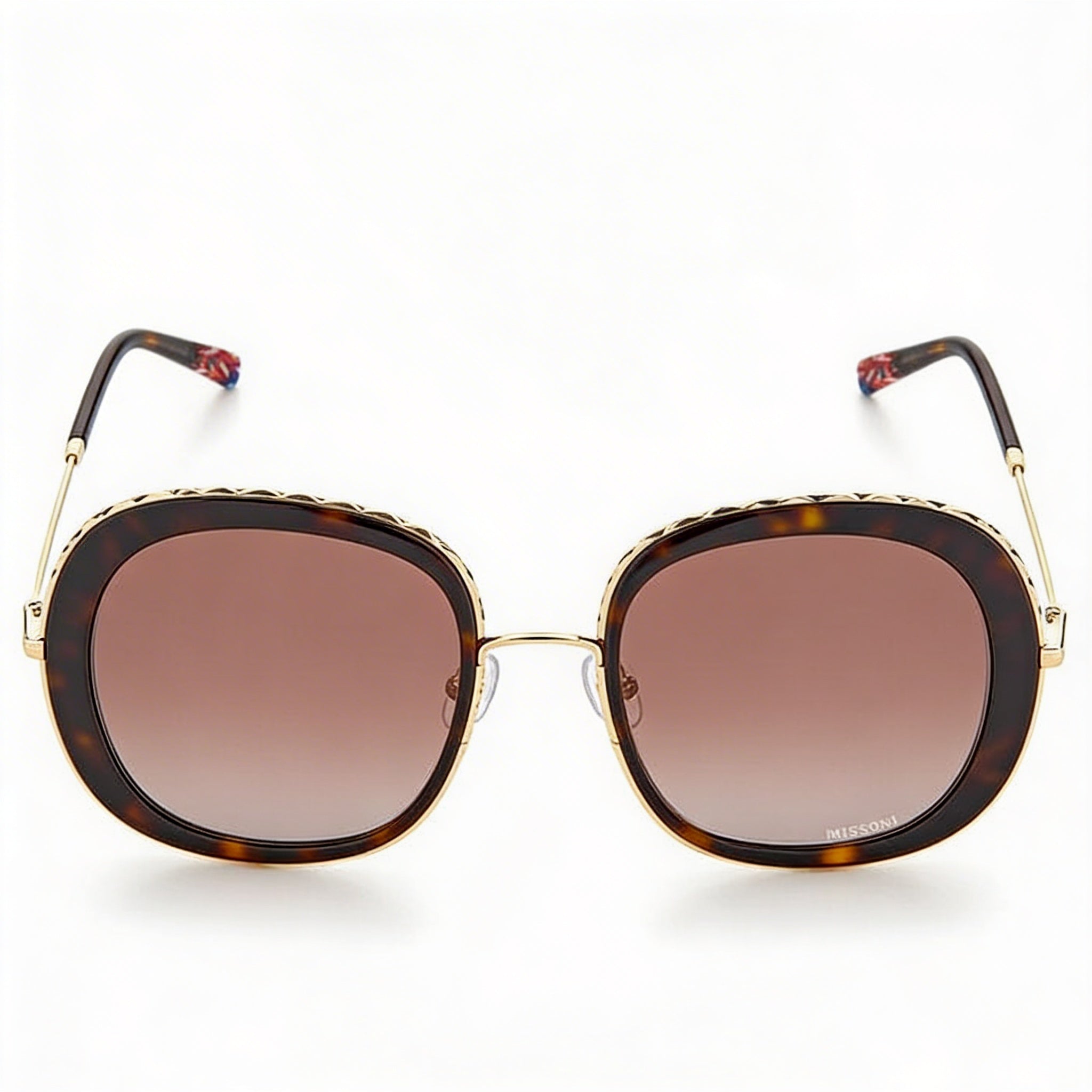 Gafas de sol clásicas M Missoni para mujer, marrones habana degradadas, de acero inoxidable, con protección UV del 100 % y lentes de 53 mm, Photo 2