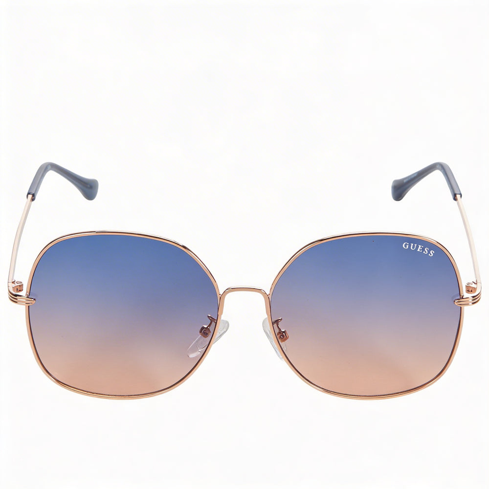 Guess GF0385 Women's Sunglasses, Rose Gold/Gradient Blue Plastic Frame, Blue Gradient Lenses, UV Protected