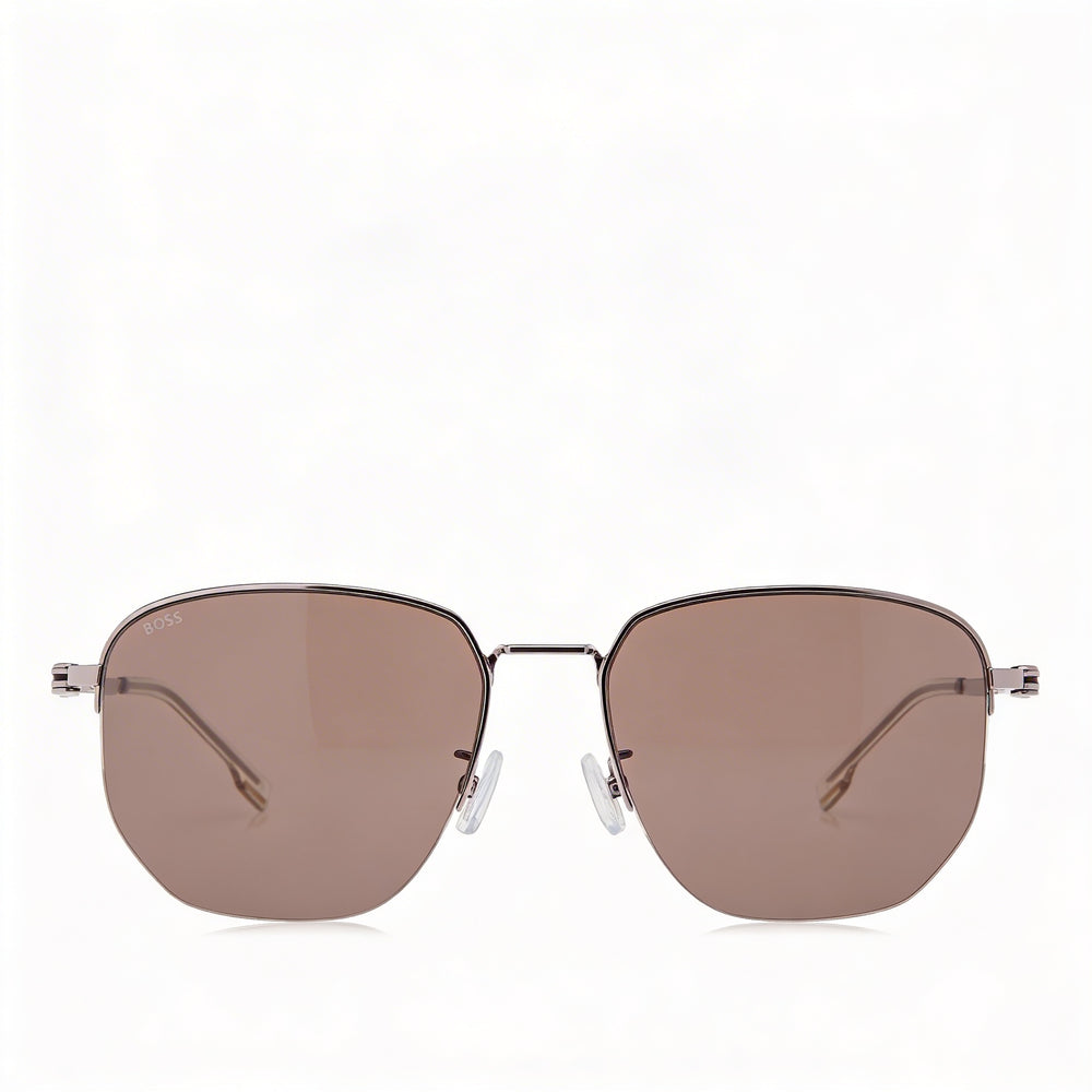 Hugo Boss Modern Unisex Stainless Steel Frame & Lens Ruthenium UV Protection Sunglasses 57mm