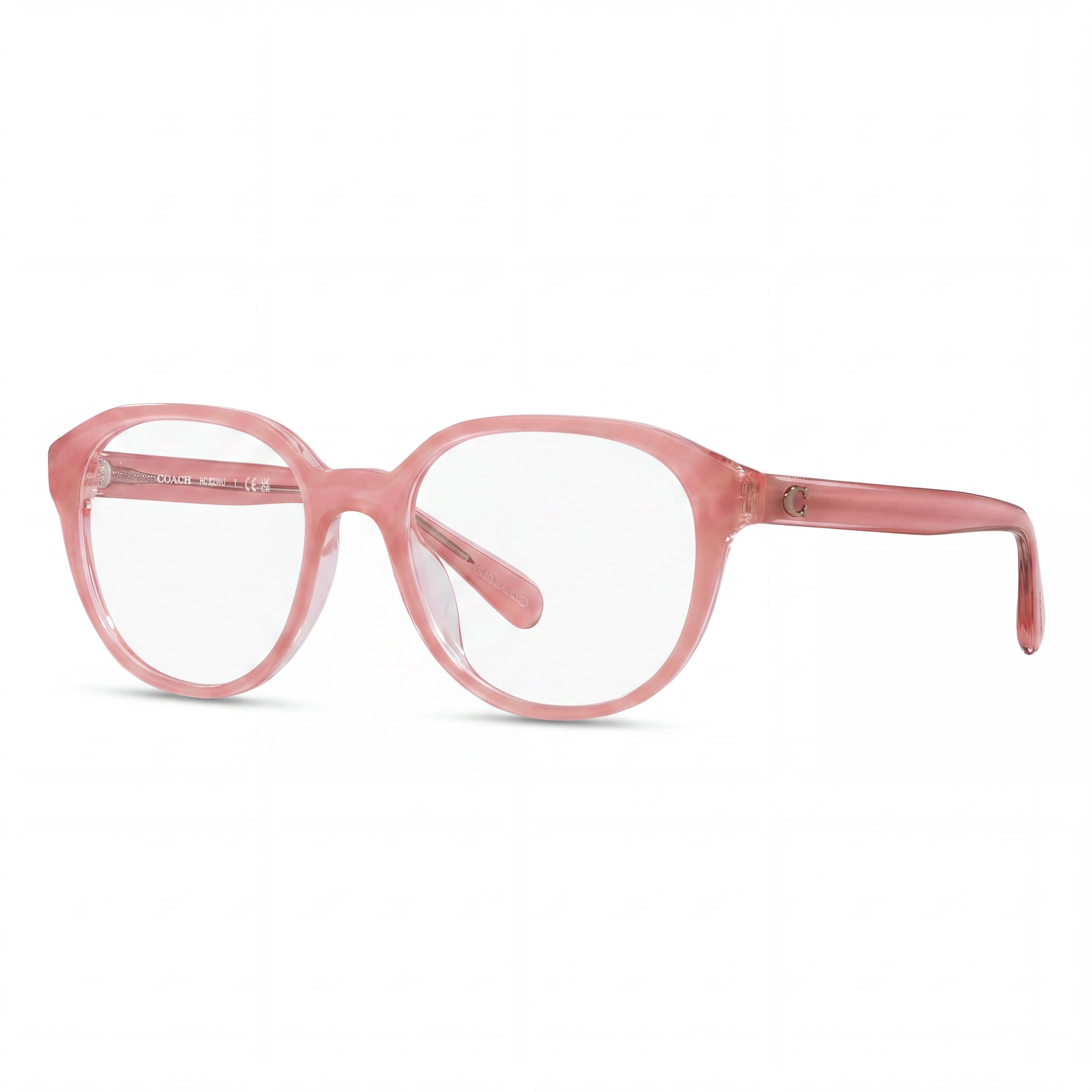 Monturas de gafas de plástico transparente rosa lechoso COACH Hc6209u Universal Fit para mujer con lentes de demostración 52-18-140, Photo 1