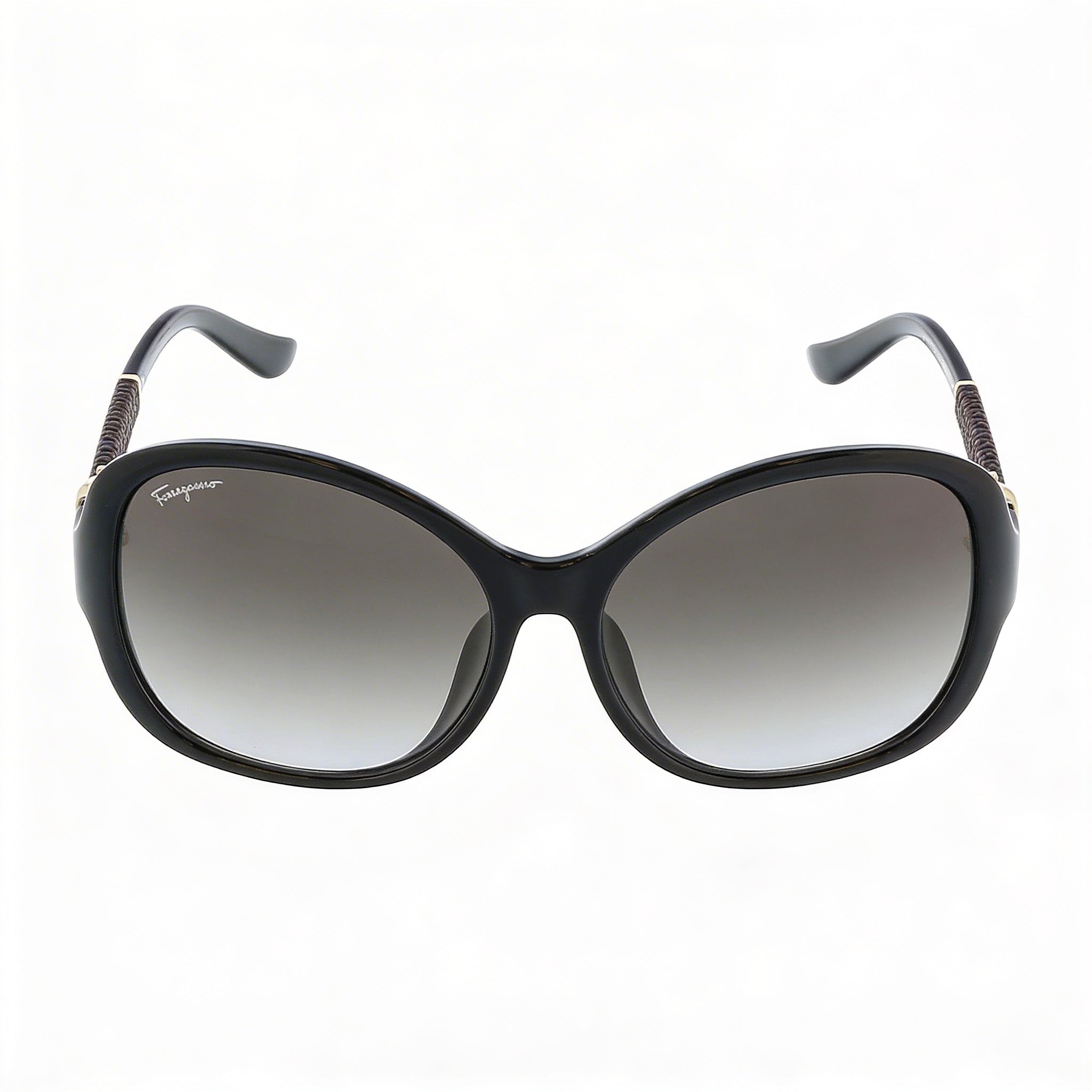 Gafas de sol Ferragamo Oval Gradiente Negro Gris de Mujer con Montura de Plástico Negro Gris Gradiente, Lente de Gradiente Gris, Protección UV, 59mm, Photo 2