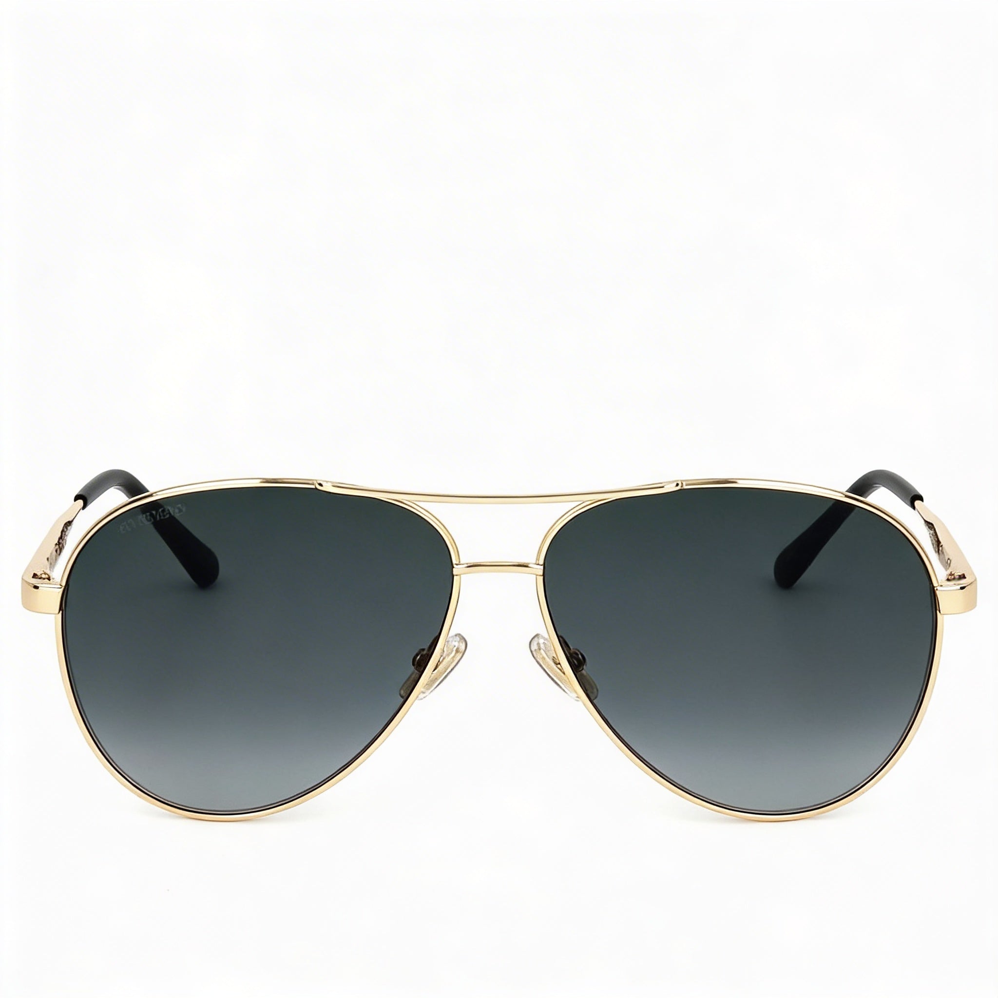 JIMMY CHOO Gafas de sol clásicas unisex negras con protección UV en oro de acero inoxidable y cristales gris oscuro de 60 mm, Photo 1