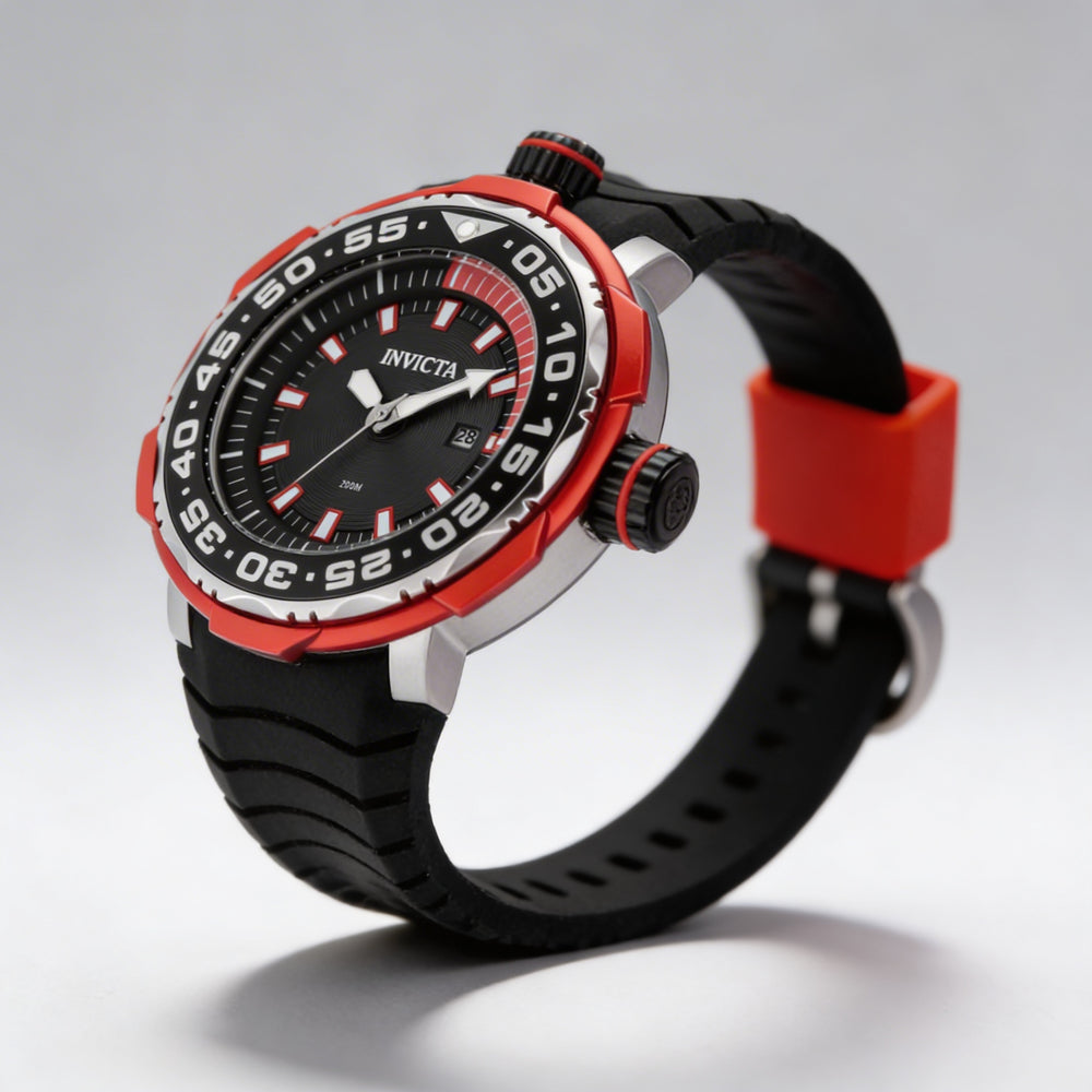 Reloj Invicta Pro Diver - Ocean Voyage 48341 para hombre, de 52 mm, acero inoxidable, esfera negra, cuarzo, correa de silicona, 20 ATM.