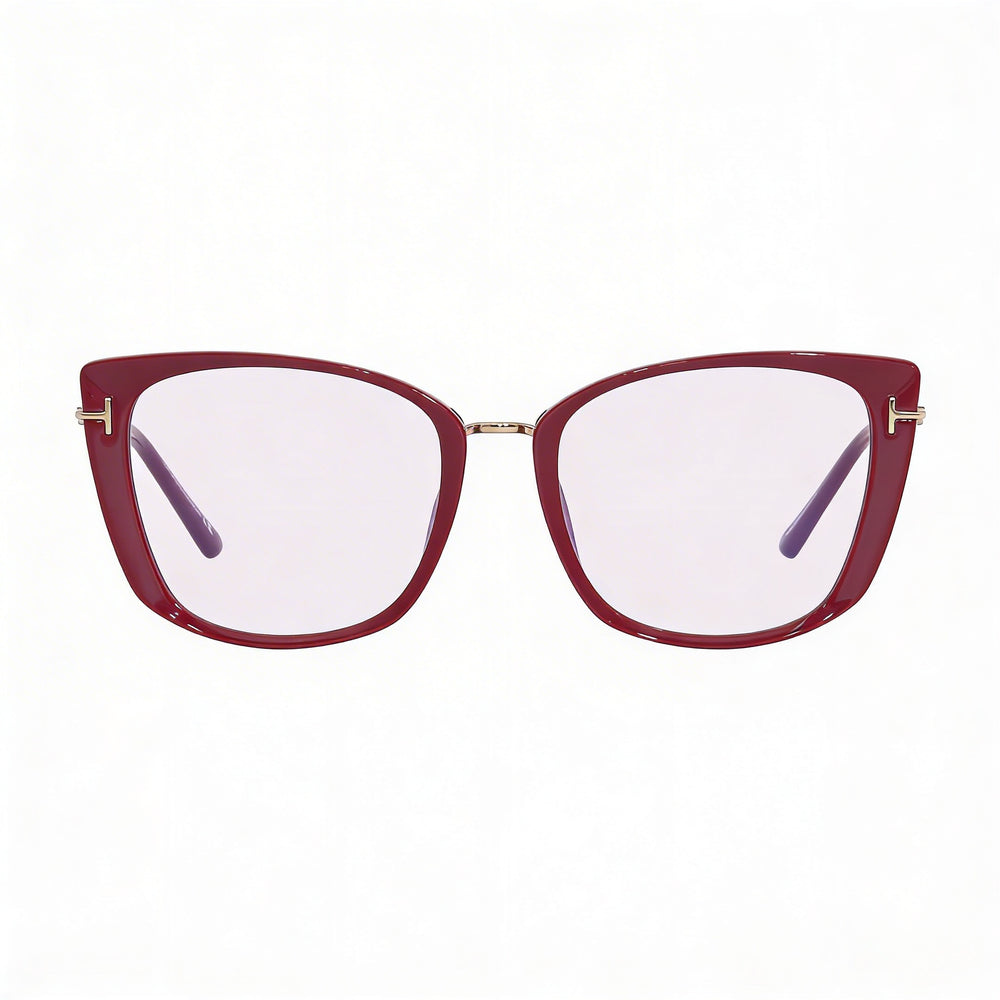 Tom Ford FT5816-B Women's Cat Eye Plastic Shiny Fuchsia Rose Gold Blue-Light Block Eyeglasses 53mm