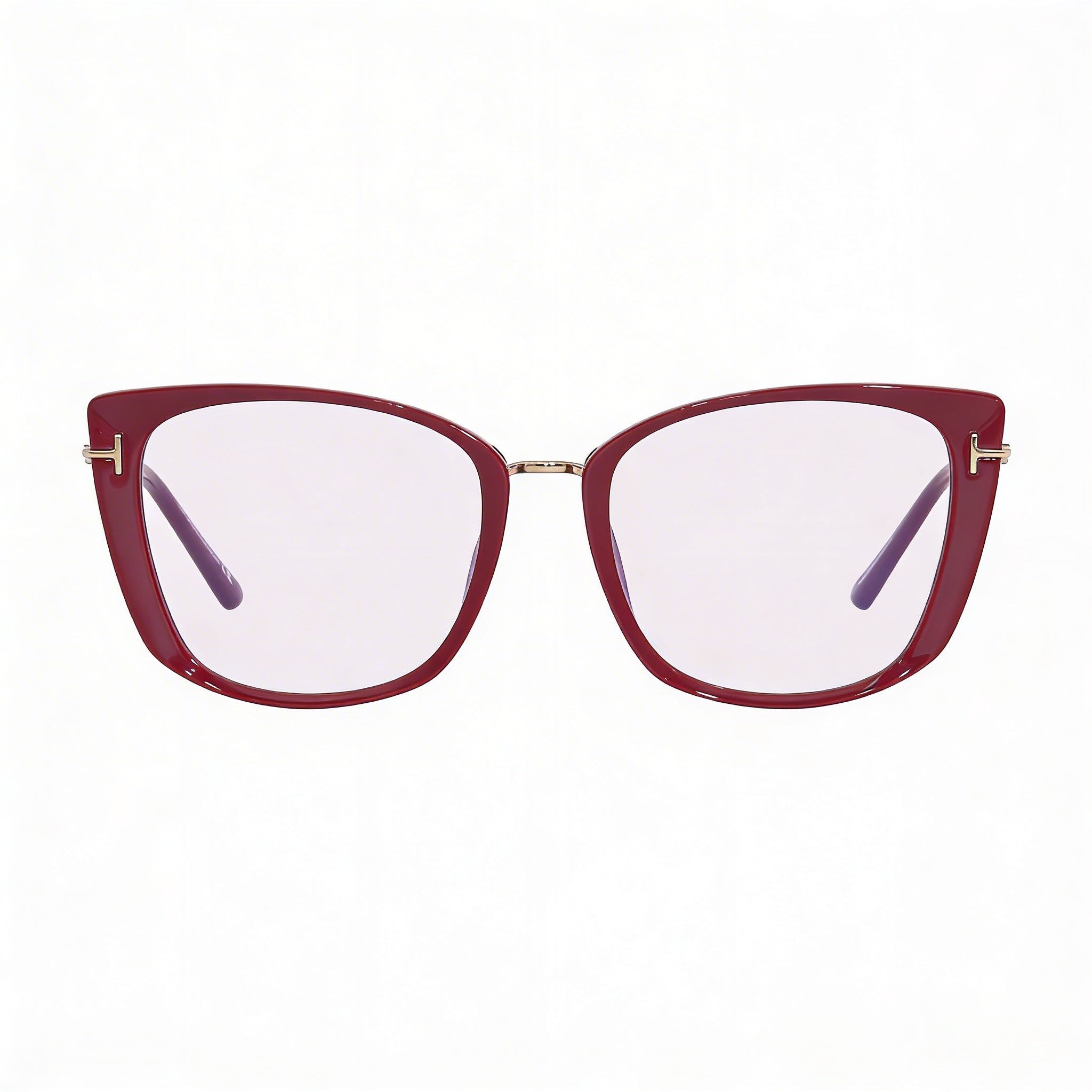 Gafas Tom Ford FT5816-B de mujer estilo ojo de gato, de plástico brillante fucsia y oro rosa con bloqueo de luz azul, 53mm, Photo 2