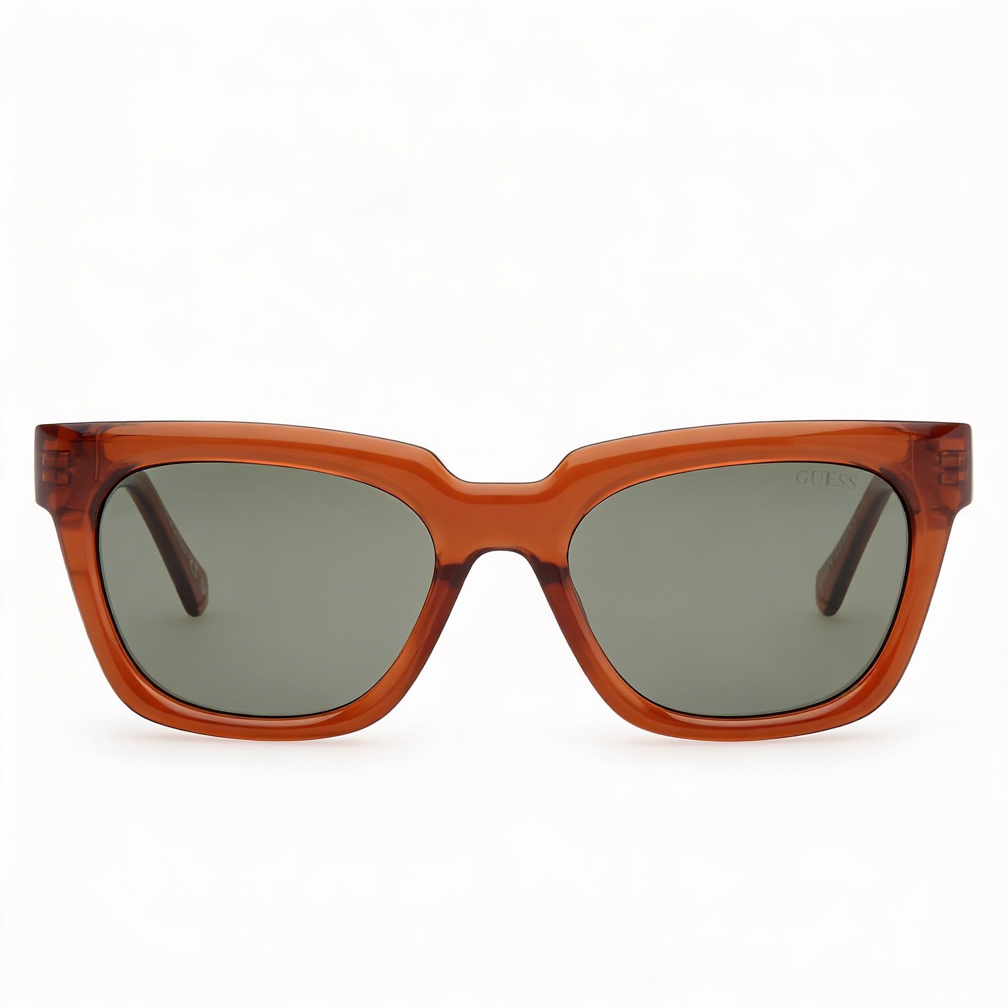 GUESS Women's Square Plastic Sunglasses Shiny Dark Brown Green Lens UV Protection 53mm, Photo 1