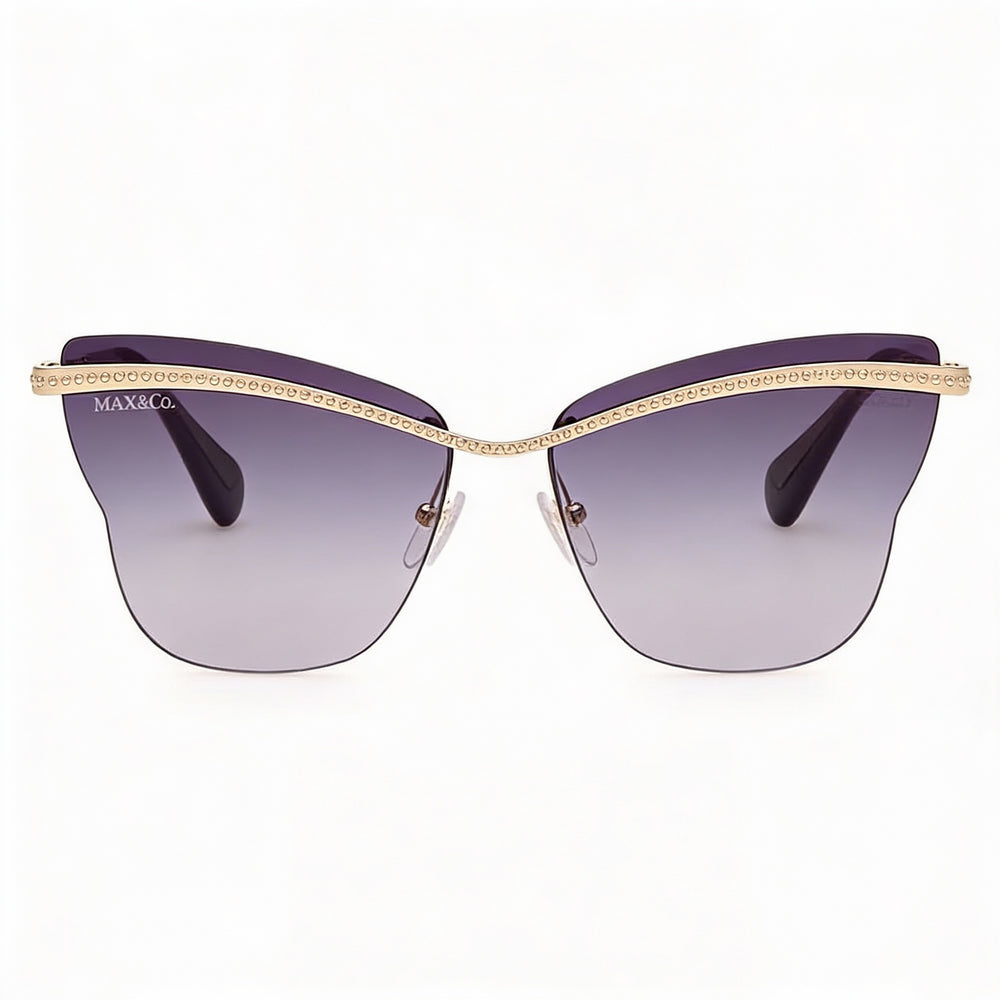 Max & Co. Modern Women's Metal Sunglasses, Gold Frame, Gradient Smoke Plastic Lenses, 60mm Lens Width