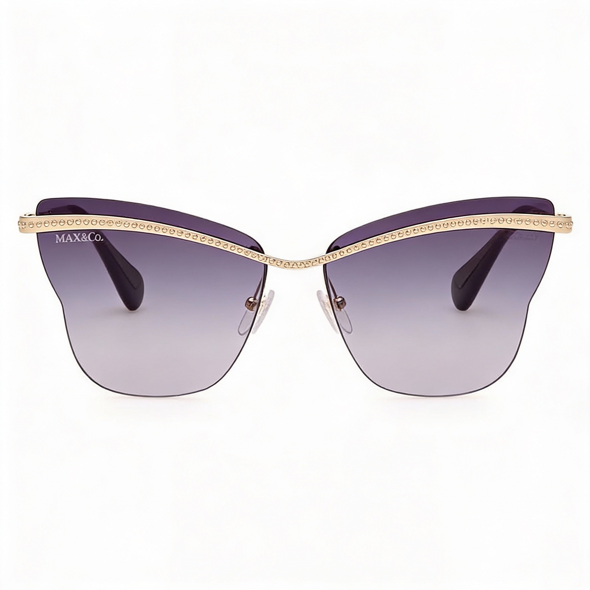 Max & Co. Modern Women's Metal Sunglasses, Gold Frame, Gradient Smoke Plastic Lenses, 60mm Lens Width, Photo 2