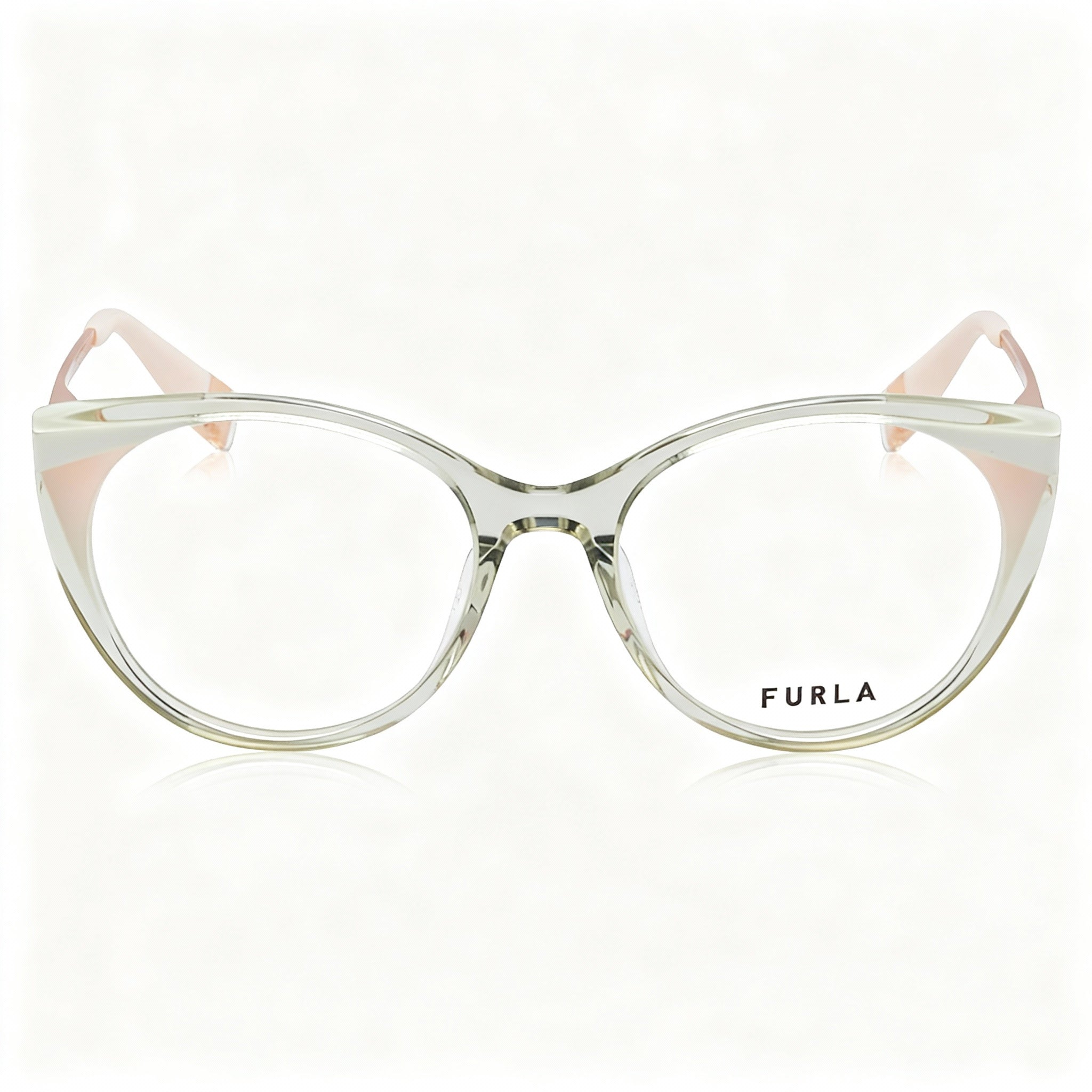 Furla VFU722V Women's Casual Acetate Frame Eyeglasses Grigio/Verde Lucido Non-Polarized 53mm