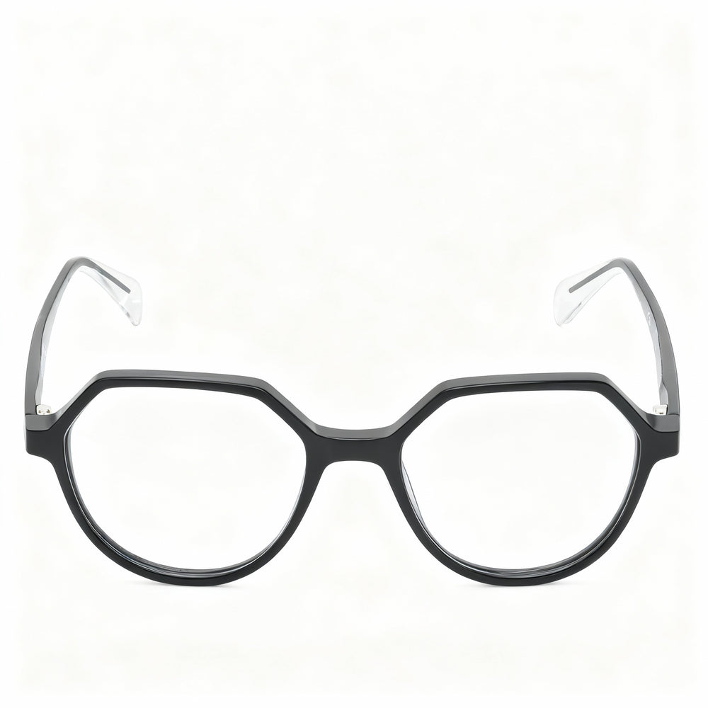 Gafas de vista TOUS Geometric para mujer, de acetato de celulosa negro brillante y lentes de policarbonato transparente, 49-17-135