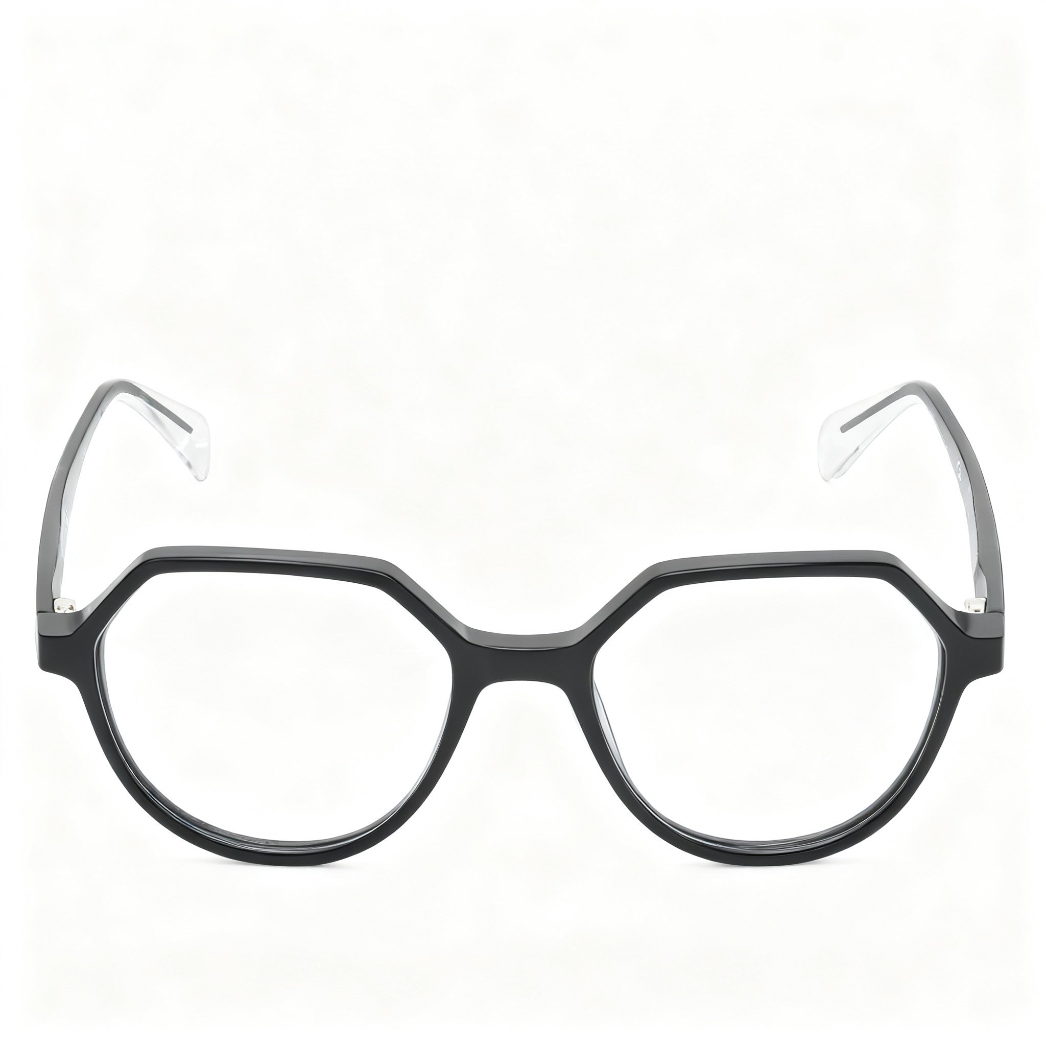 TOUS Geometric Women's Shiny Black Cellulose Acetate Optical Eyeglasses with Transparent Polycarbonate Lenses 49-17-135