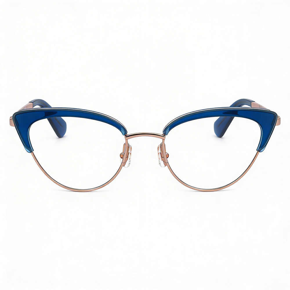 kate spade new york Jailyn Gafas de Metal Cat Eye de Moda para Mujer Armazón Azul/Dorado, Lente de 50 mm, Puente de 18 mm, Patilla de 140 mm
