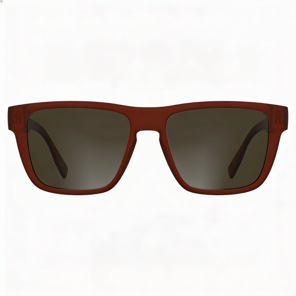 Gafas de sol Lacoste L6058s para hombre, montura rectangular de plástico rojo mate, lentes marrón sólido no polarizadas con protección UV, 54 mm