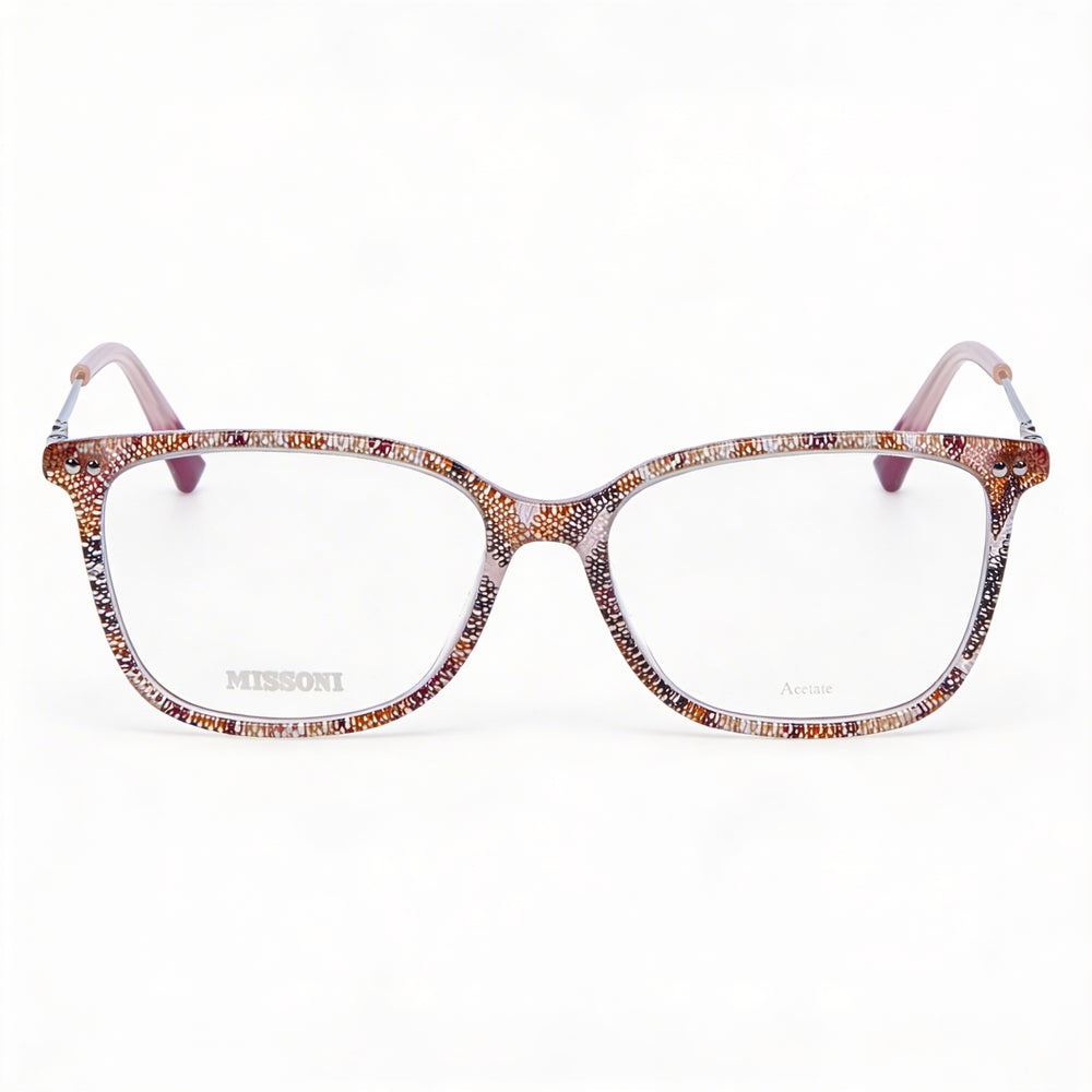 Gafas Missoni Modern para mujer con montura de acetato en color rosa cereza, lentes no polarizadas, ancho de lente de 53 mm