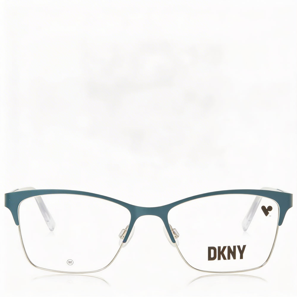 Gafas de sol unisex DKNY Dk3008 con montura de metal verde azulado/plateado y lentes de policarbonato verde azulado/plateado (53 mm)